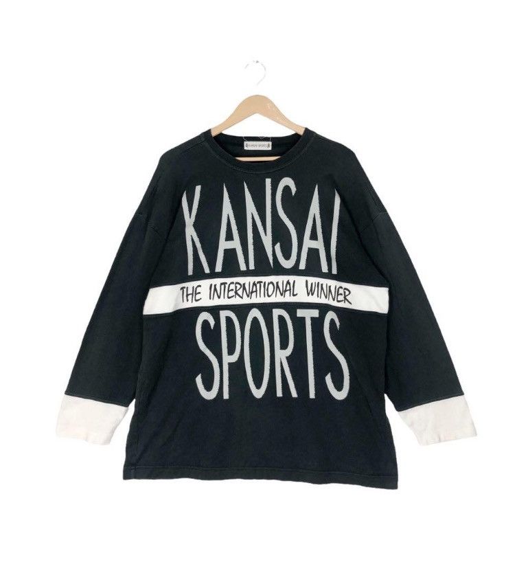 Kansai Yamamoto × Vintage Vintage 90s Kansai Sport Spell Out Logo Long Sleeve Size US XL / EU 56 / 4 - 1 Thumbnail