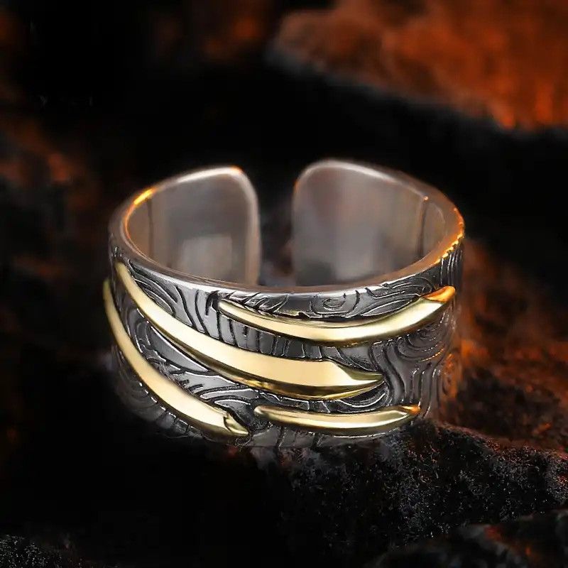 Jewelry × Vintage Gold Black Collision Index Finger Ring Silver 925 Size ONE SIZE - 1 Thumbnail