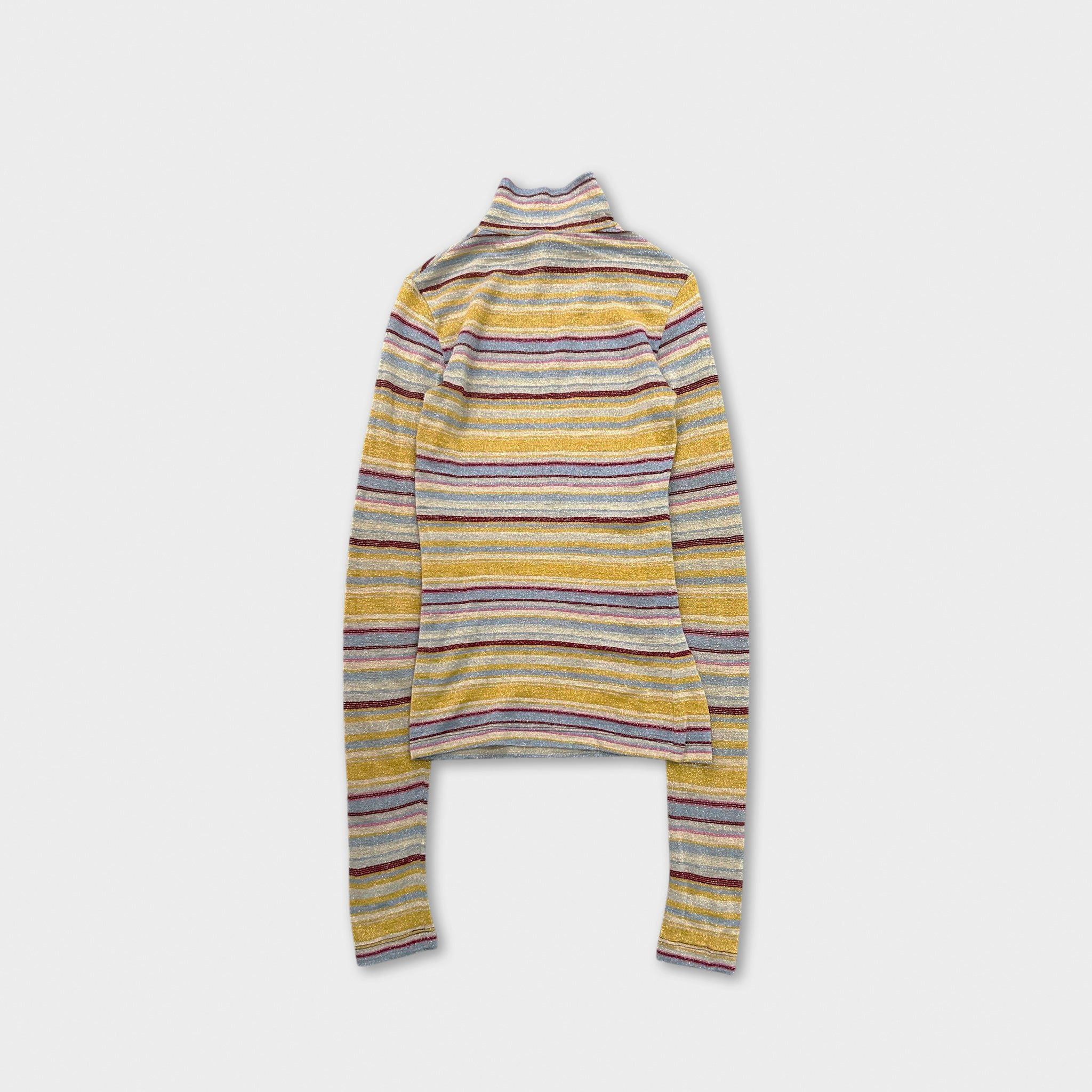 Versace Versace 1990s Glitter Effect Striped Long Sleeve Turtleneck Size US M / EU 48-50 / 2 - 4 Thumbnail