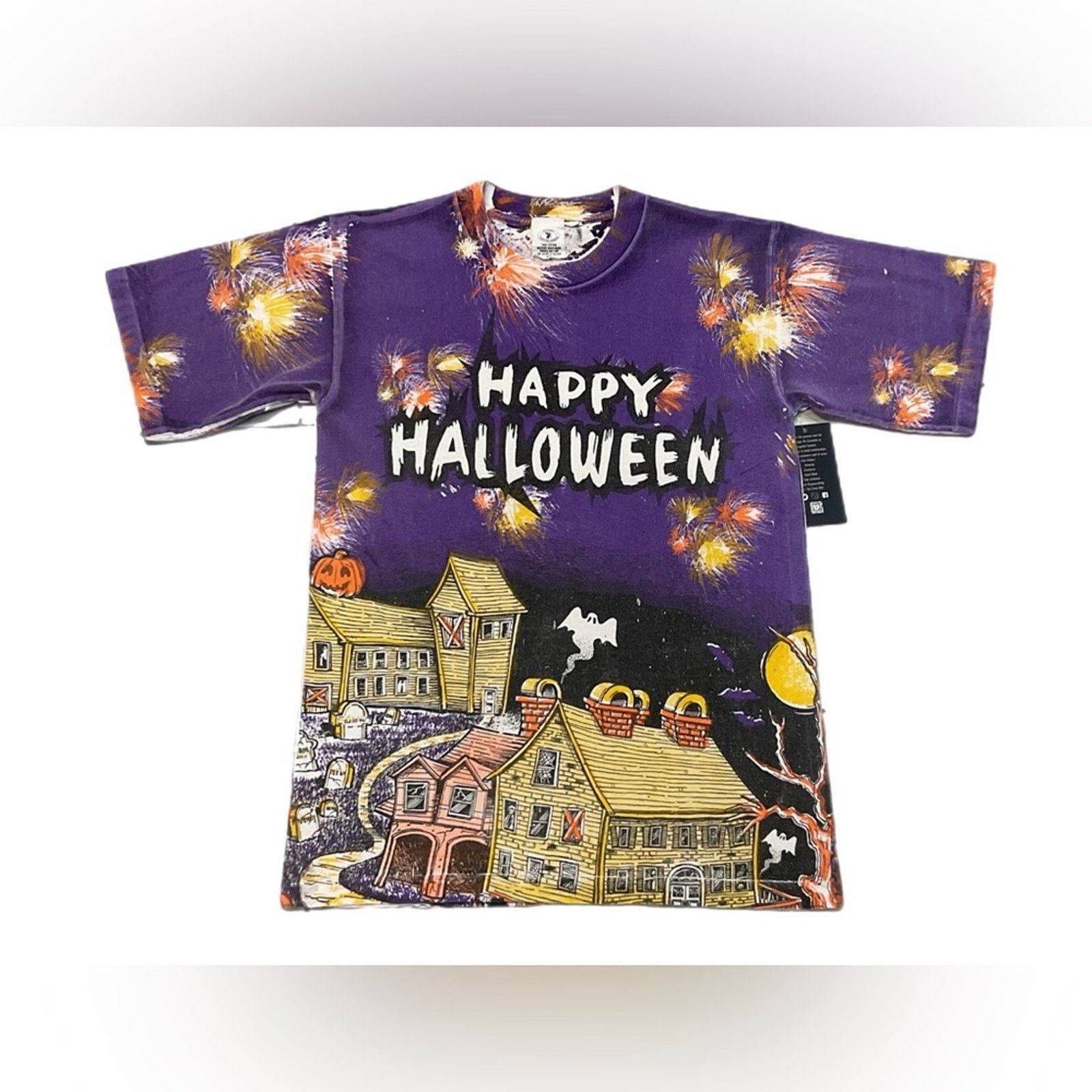 Vintage Happy Halloween Purple All-Over Print T-Shirt Size US XL / EU 56 / 4 - 1 Thumbnail