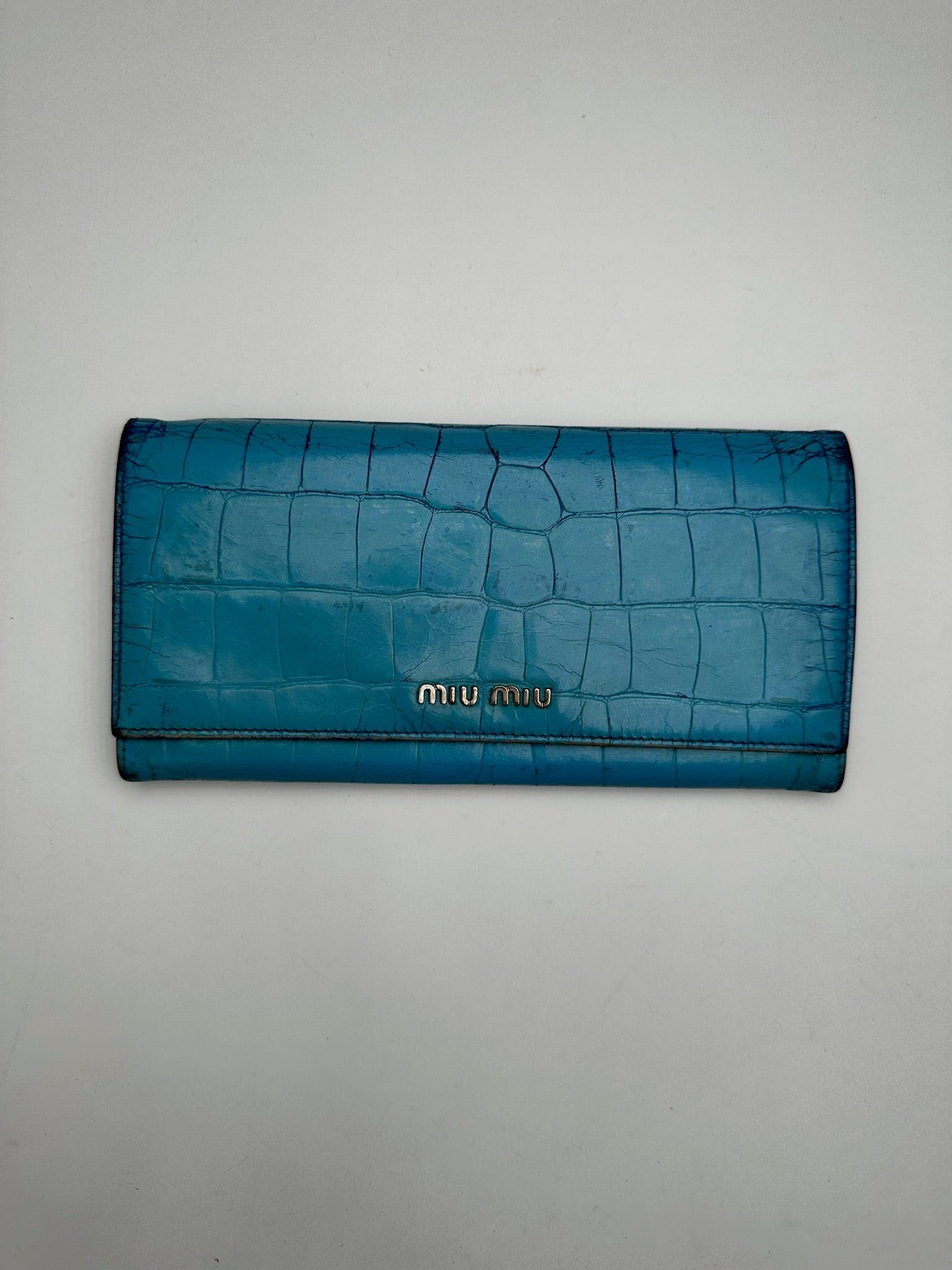 Miu Miu Vintage Leather Wallet Blue Size ONE SIZE - 1 Thumbnail