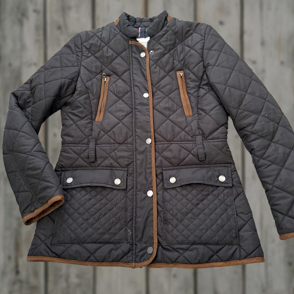 Tommy Hilfiger Tommy Hilfiger Diamond Quilted Jacket Womens Small Black Parka Coat Regular Fit Military Utility Size S / US 4 / IT 40 - 1 Thumbnail
