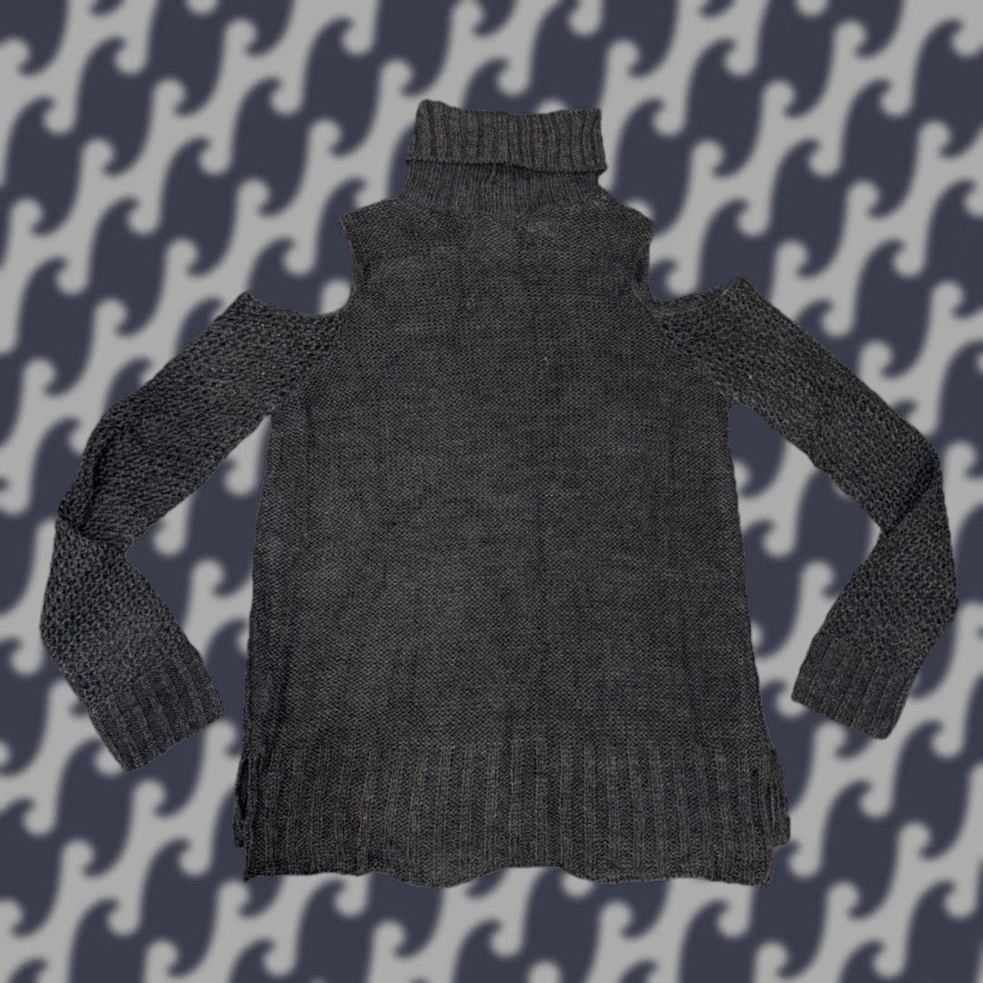 American Eagle Outfitters VINTAGE American Eagle Outfitters Cold Shoulder Gray Cable Knit Turtleneck Sweater M Charcoal Gray Crochet Open Knit Pullover Long Sleeve Women Size M / US 6-8 / IT 42-44 - 1 Thumbnail