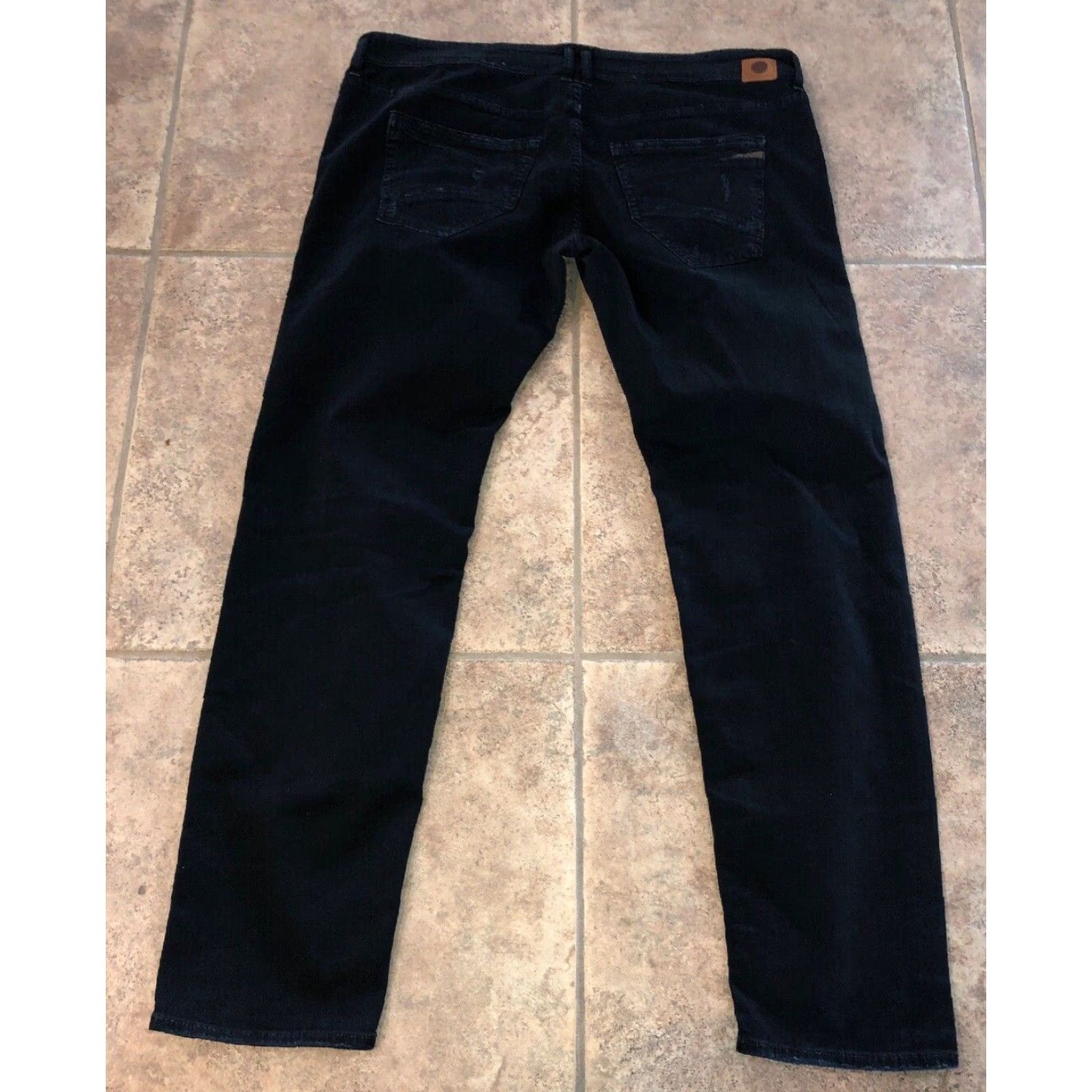 Vintage Creation Francaise Mens Black Distressed Straight Jeans 40 x 33 Button Fly Mens Size US 40 / EU 56 - 4 Thumbnail