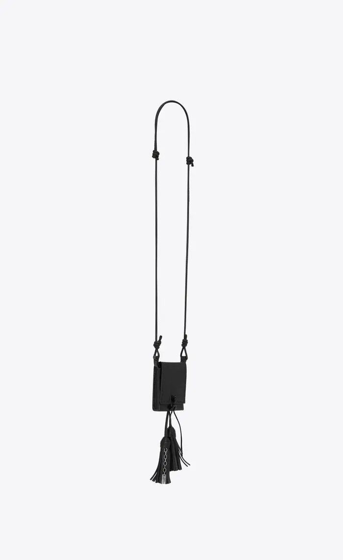 Saint Laurent Paris o1bcso1str1224 Size: OS/Long Tassel Bag Necklace in Black Size ONE SIZE - 2 Thumbnail