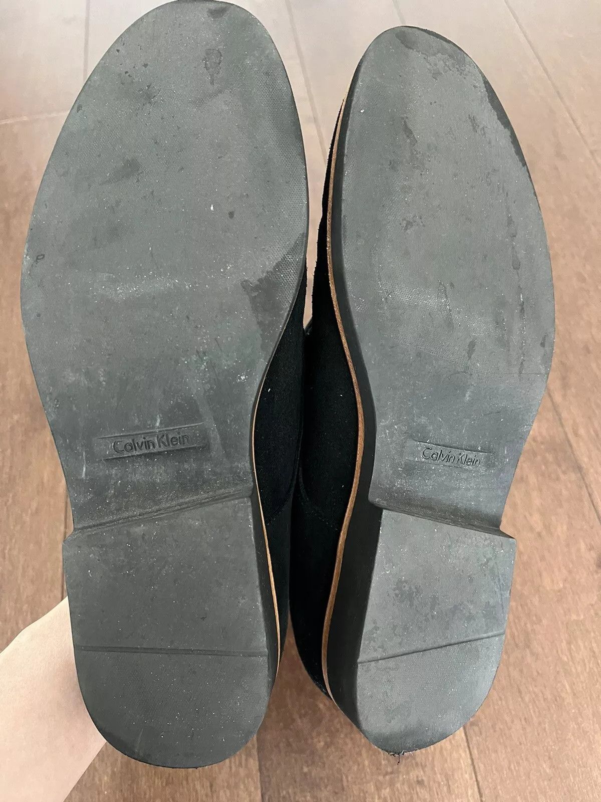 Calvin Klein Faustino Black Oily Suede Oxfords Size US 9.5 / EU 42-43 - 7 Thumbnail