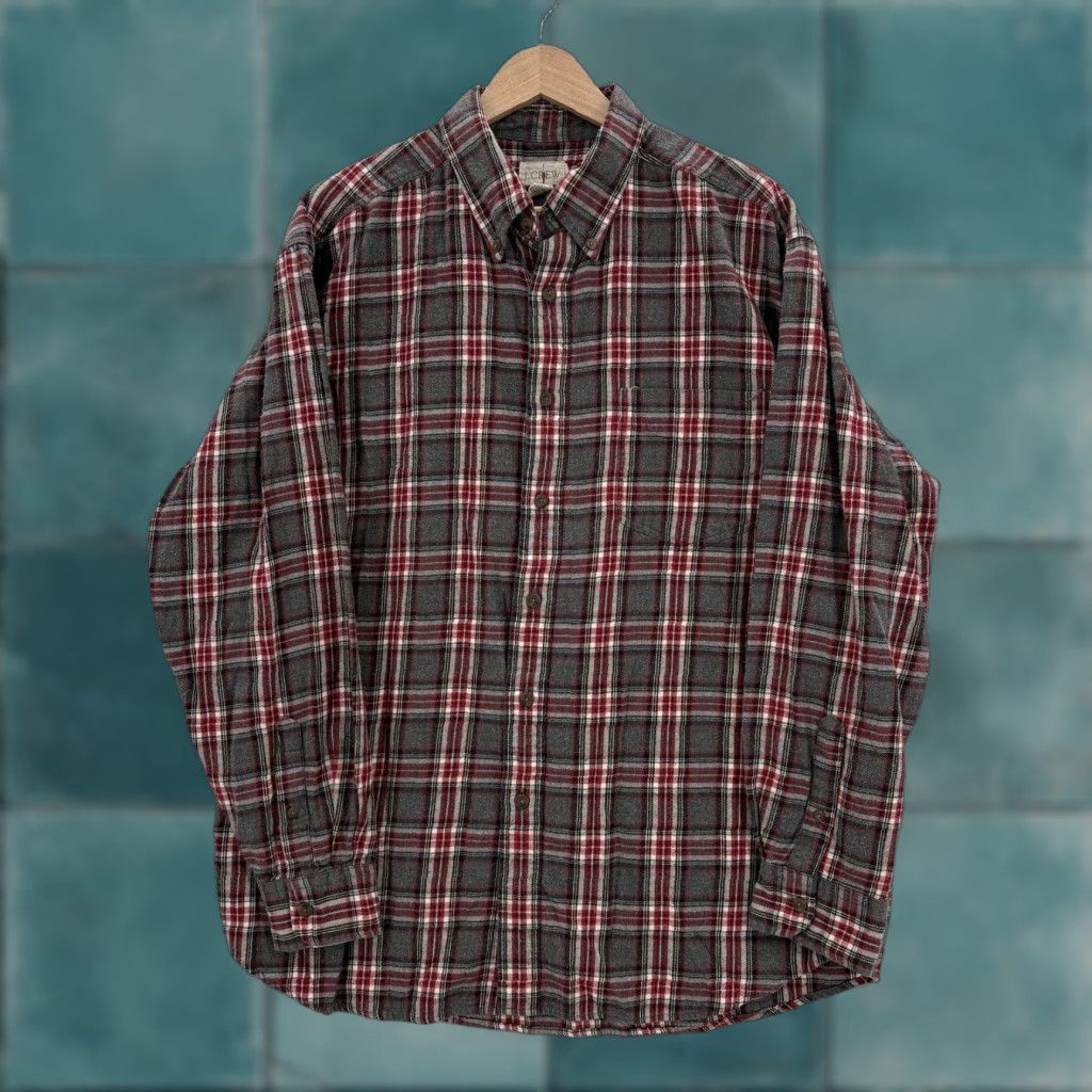 J.Crew J.CREW Oarsman Shirt Mens Large Gray Red Plaid Flannel Long Sleeve Button Down Size US L / EU 52-54 / 3 - 1 Thumbnail