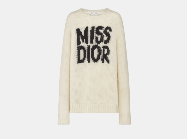 Dior o1w1db11225 454S31 Long Sweater in Ecru/Black Size L / US 10 / IT 46 - 1 Thumbnail