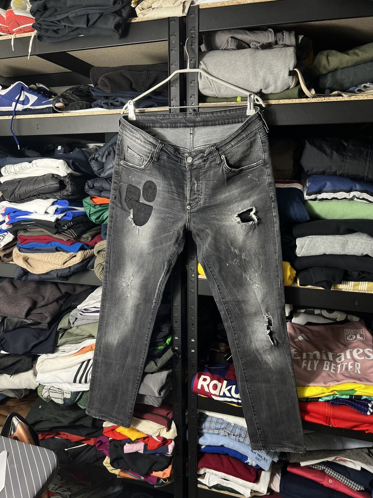 Dsquared2 Dsquared2 Slim Distressed Ripped Jeans Grey Wash Patch Denim Size US 36 / EU 52 - 1 Thumbnail