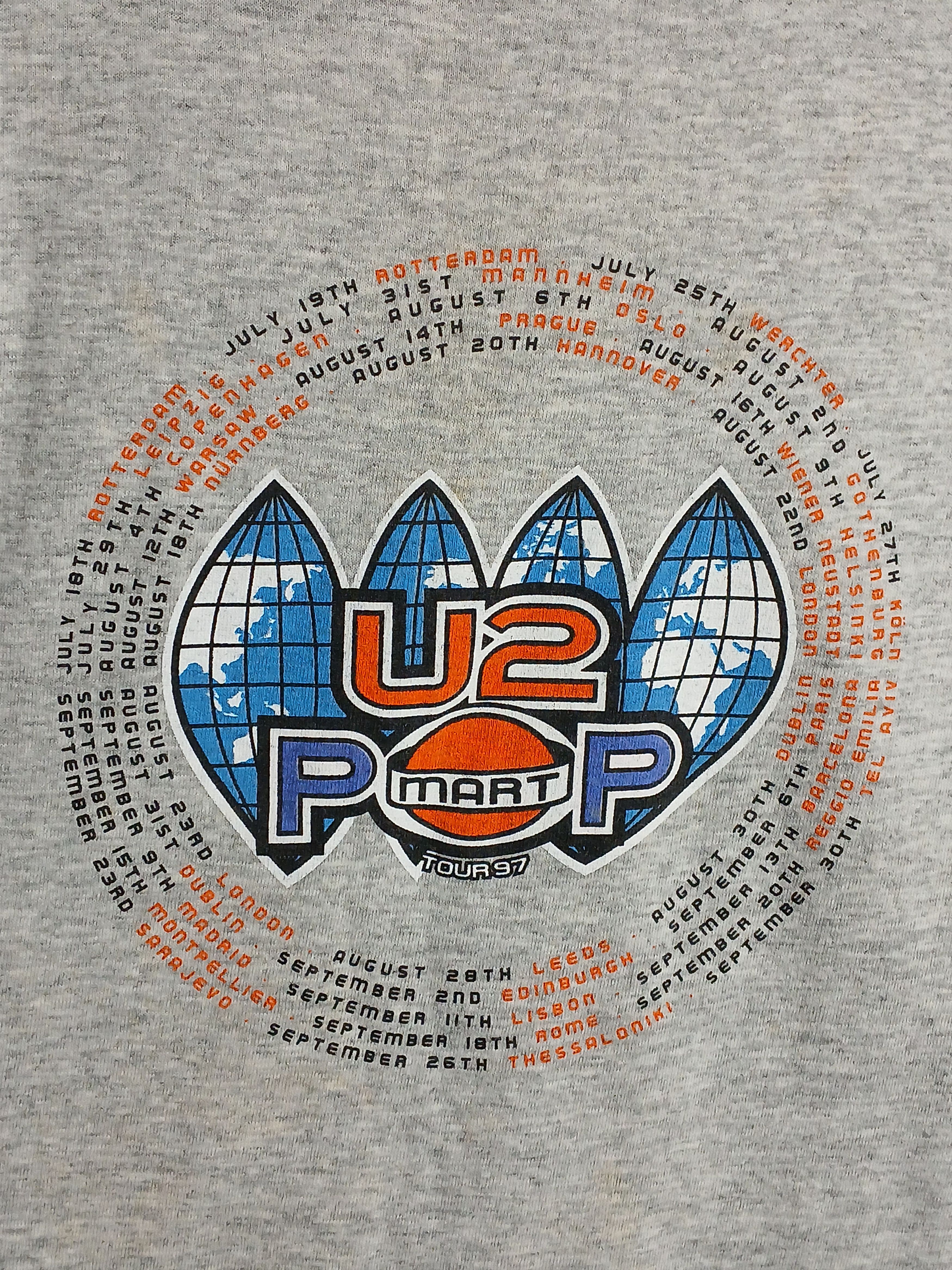 Band Tees × Vintage Vintage U2 Pop Mart Tour 1997 T-Shirt Size US L / EU 52-54 / 3 - 4 Thumbnail