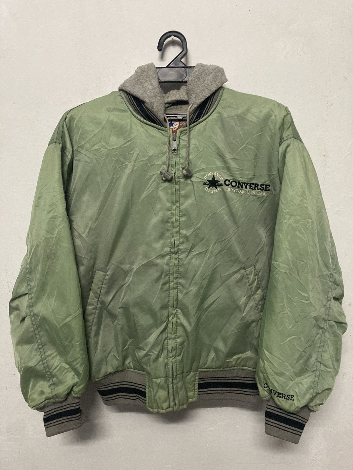 Converse Vintage Converse All Star Boston USA Hooded Bomber Jacket Size US L / EU 52-54 / 3 - 2 Thumbnail