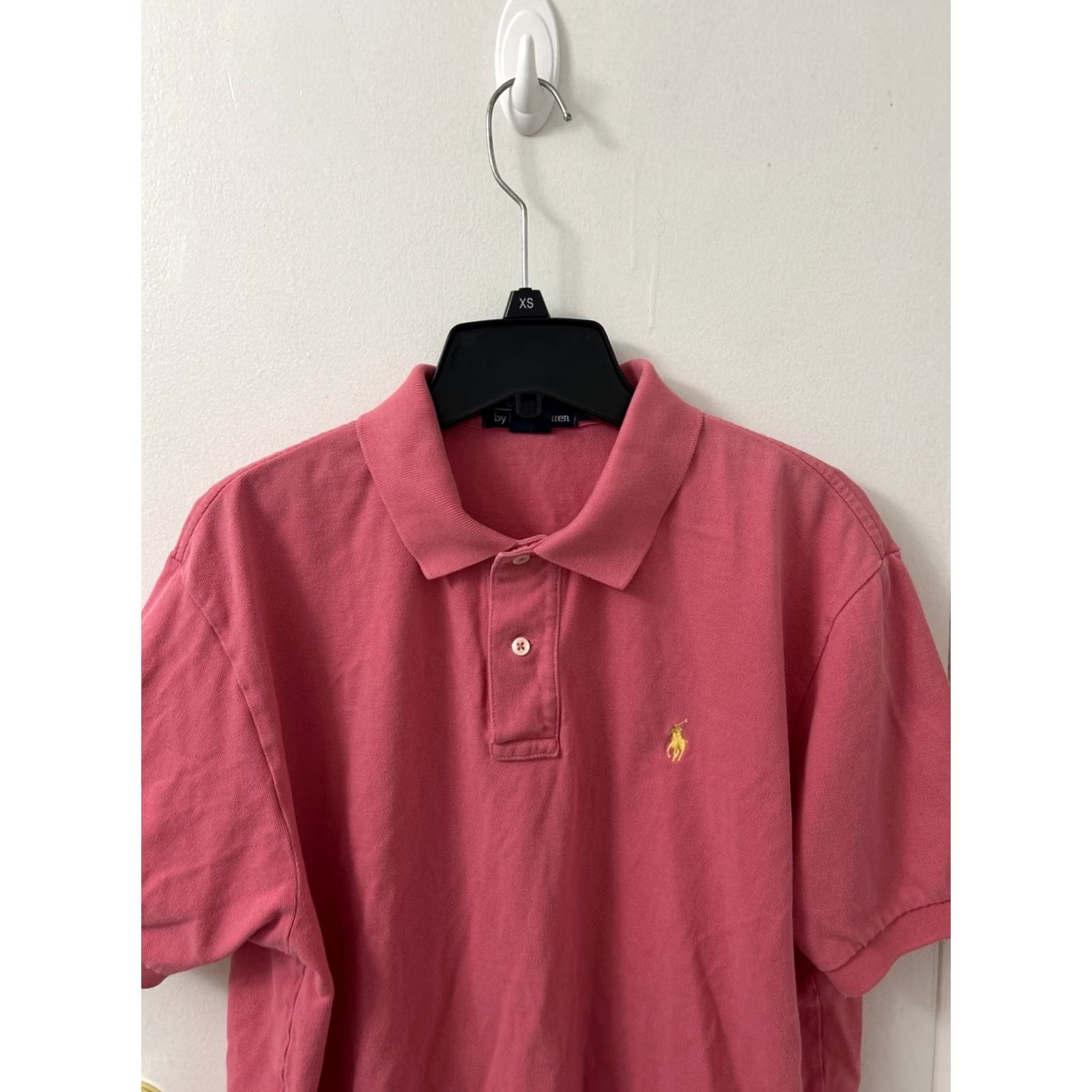 Polo Ralph Lauren VINTAGE Polo Ralph Lauren Shirt Mens L Pink Short Sleeve Yellow Pony Polo Size US L / EU 52-54 / 3 - 2 Thumbnail