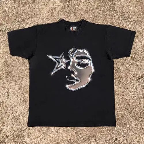 Japanese Brand Komura x aoka Black casual retro face star print t-shirt Size US M / EU 48-50 / 2 - 5 Thumbnail