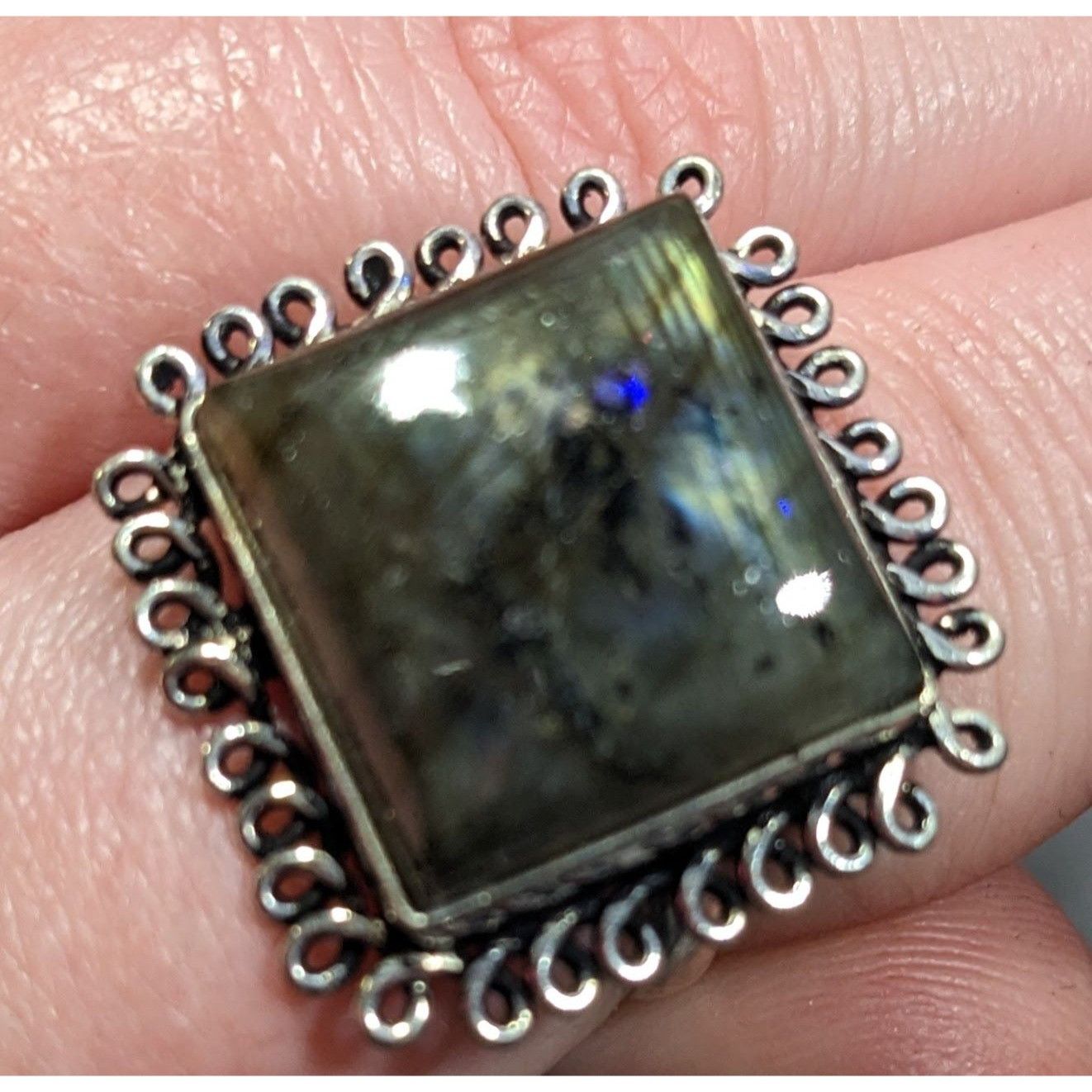 Other Whimsical Labradorite Square Cut Sterling Silver Ring Size 1 Size ONE SIZE - 5 Thumbnail