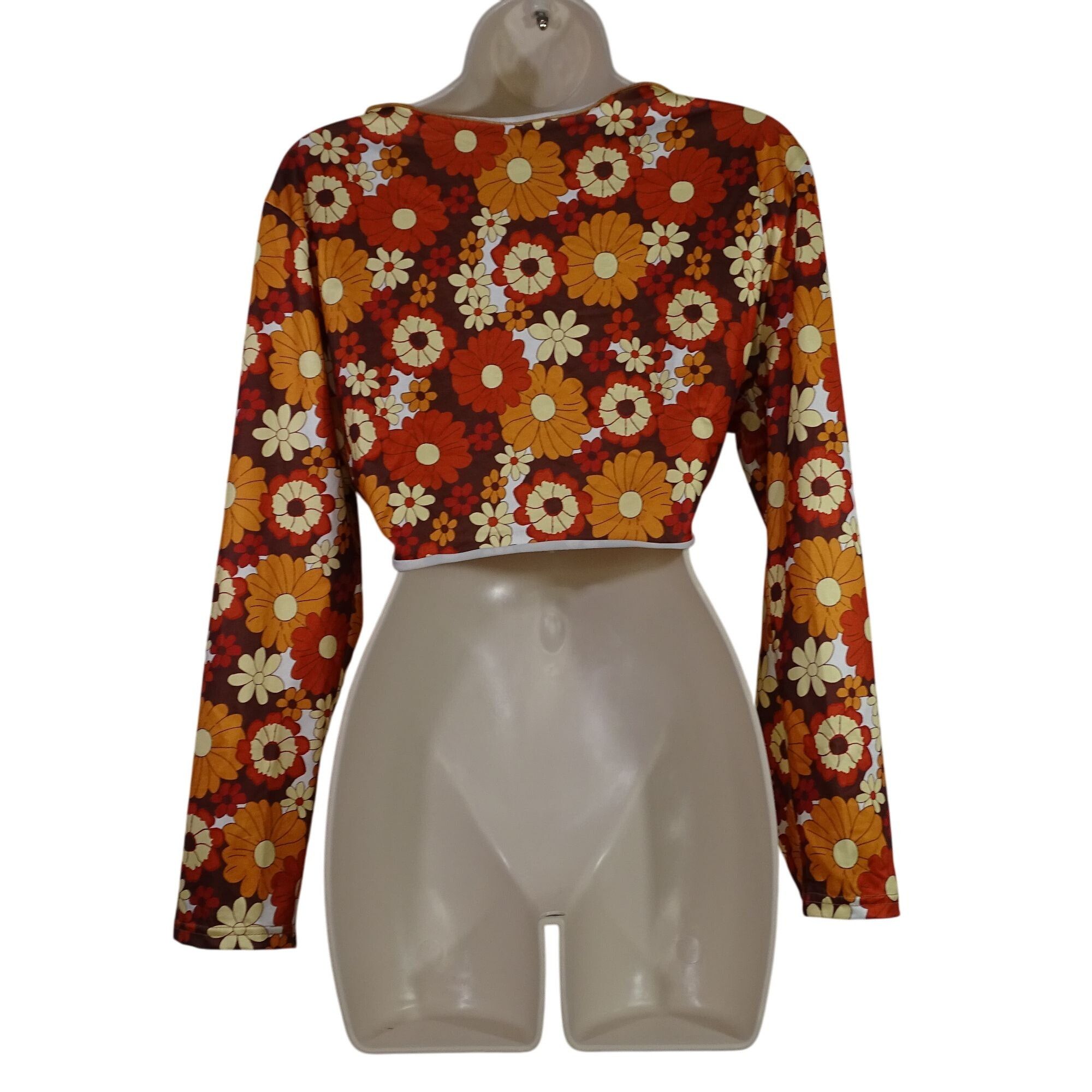 Shein Shein Curve Retro Floral Brown 2-Pc Top & Skirt Size OXL 12 Size 31" - 3 Thumbnail