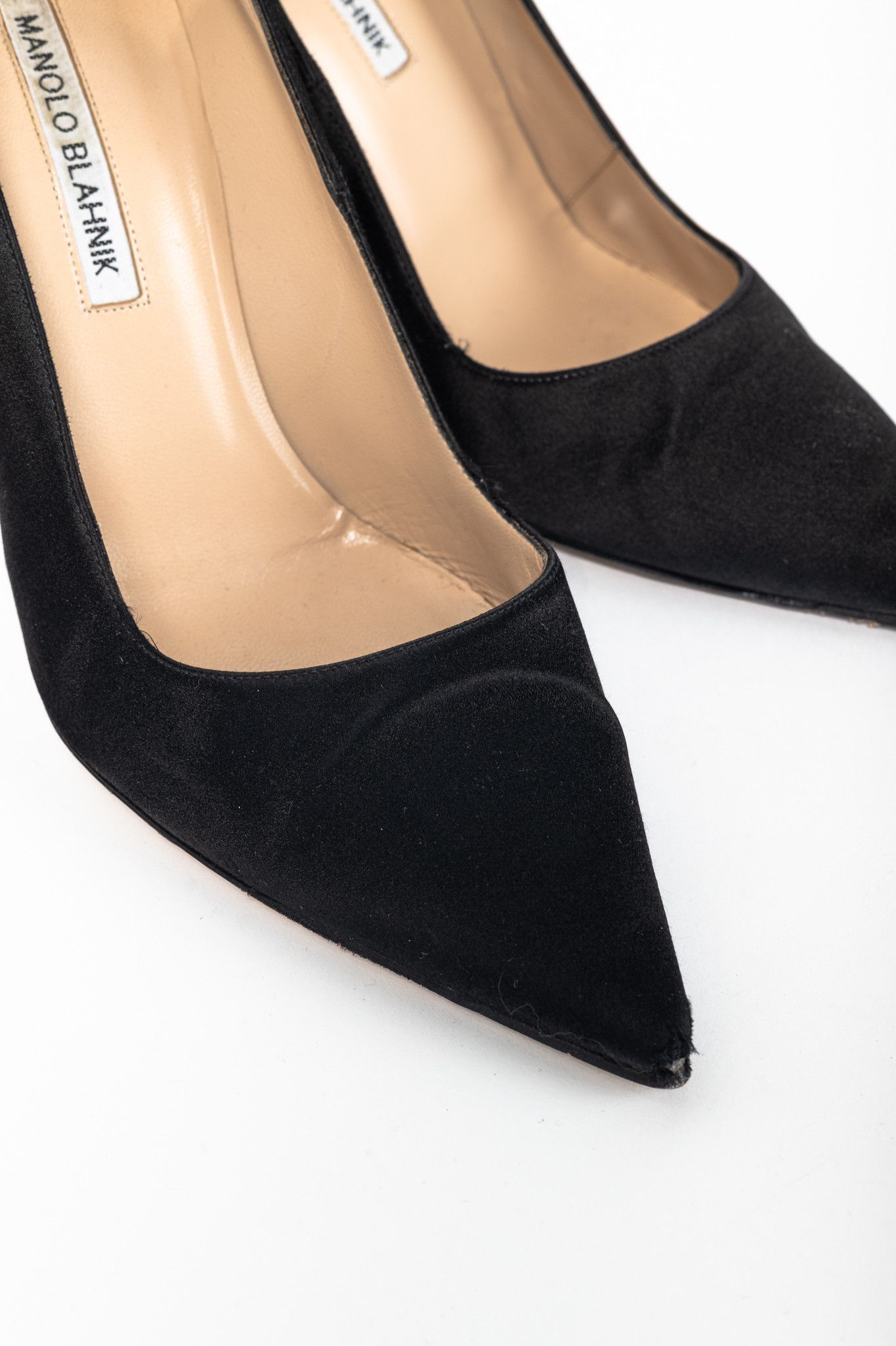 Manolo Blahnik Manolo Blahnik BB Black Satin Pointed-Toe Heels Size US 8.5 / IT 38.5 - 7 Thumbnail