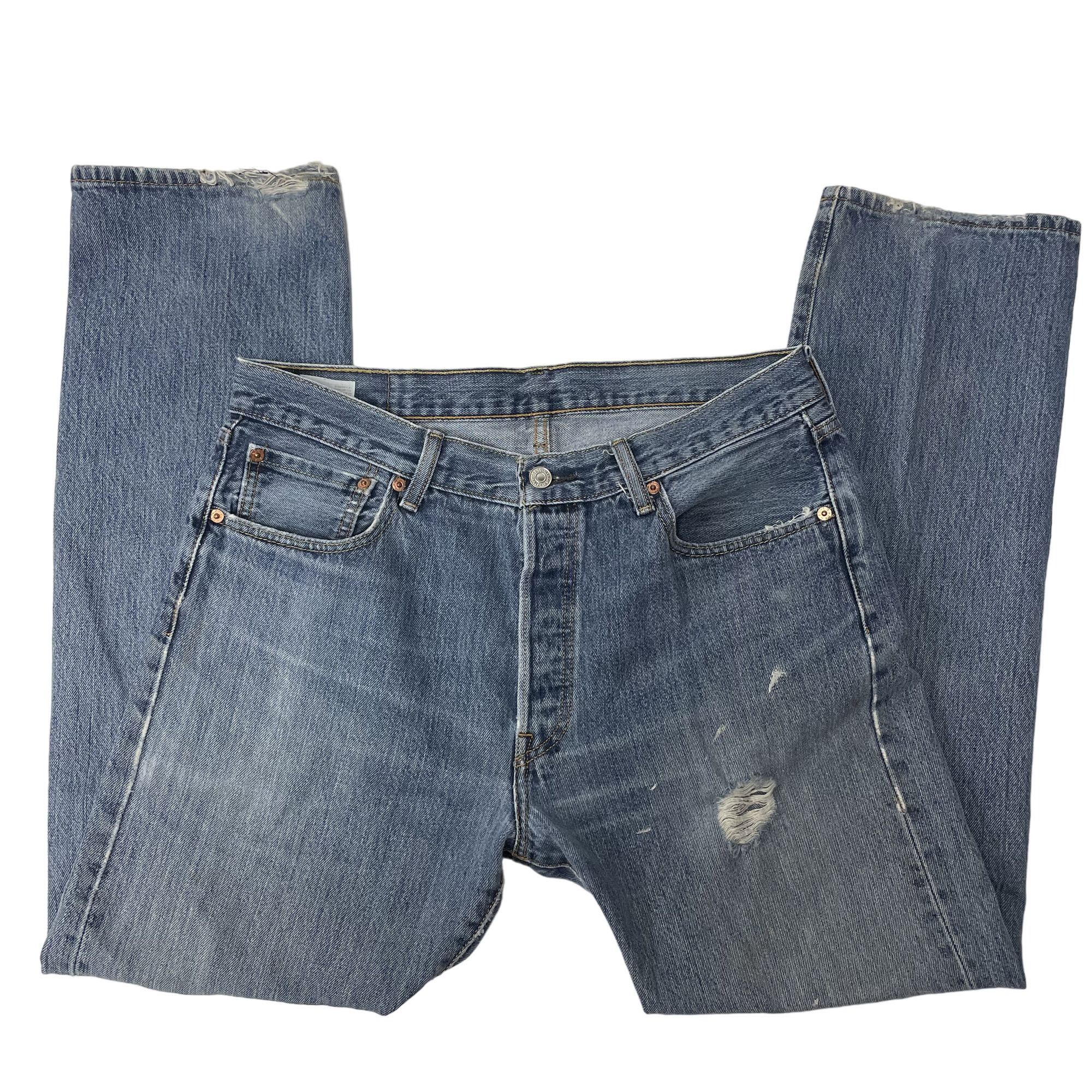 Levi's Y2K Levis 501 XX DISTRESSED Blue Jeans FRAYED Pants Size US 34 / EU 50 - 1 Thumbnail