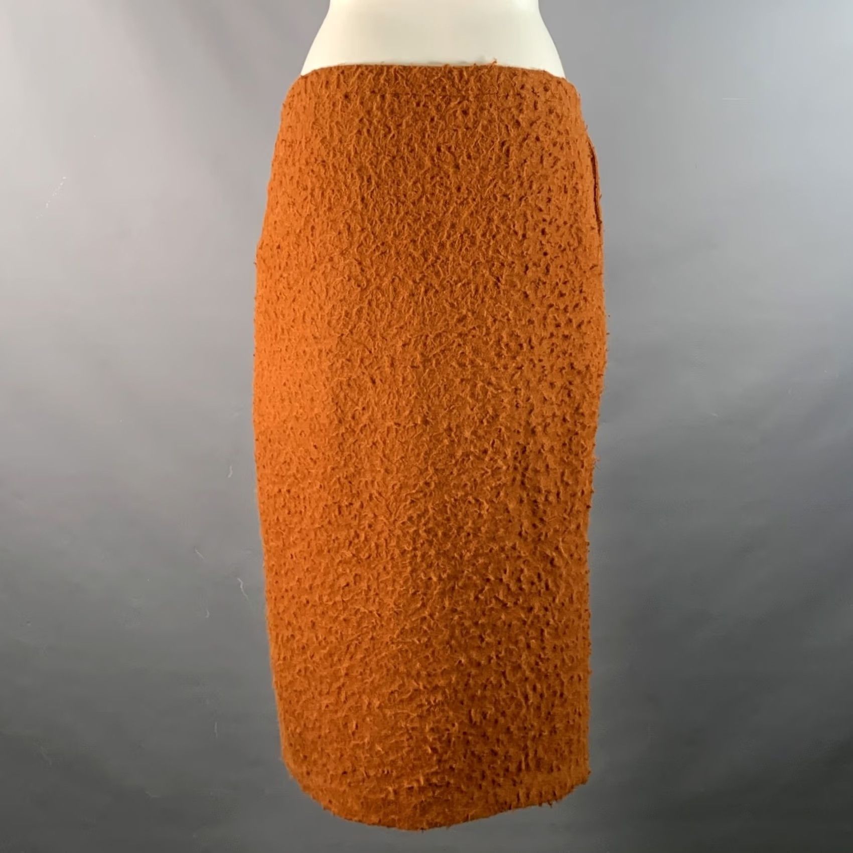 Marni MARNI Pencil Skirt Size 4 Rust Alpaca Blend Textured Mid-Calf Size 27" / US 4 / IT 40 - 2 Thumbnail