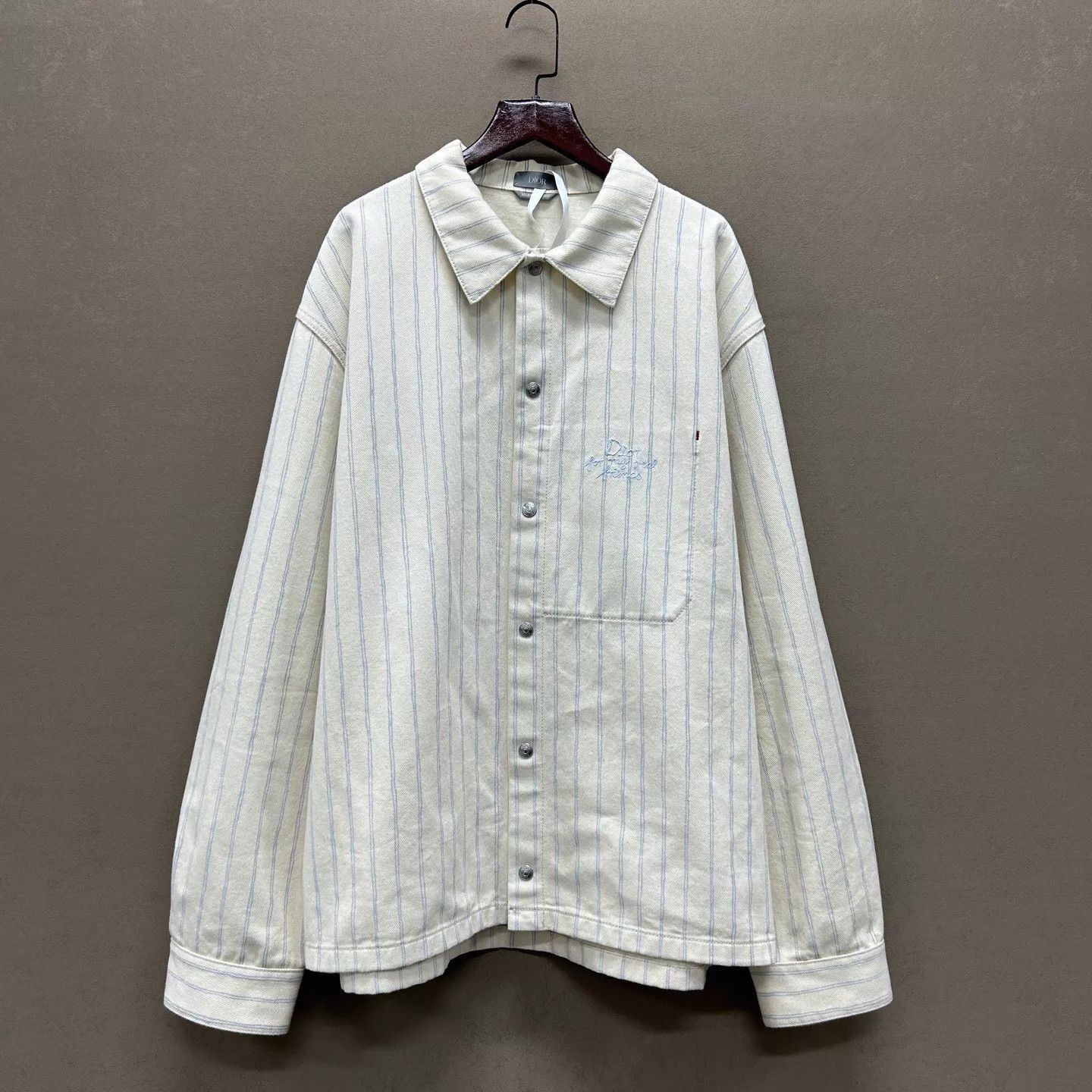 Dior Dior 25 NWT Cream Embroidered Slogan Striped Denim Jacket 52 Size US L / EU 52-54 / 3 - 1 Thumbnail
