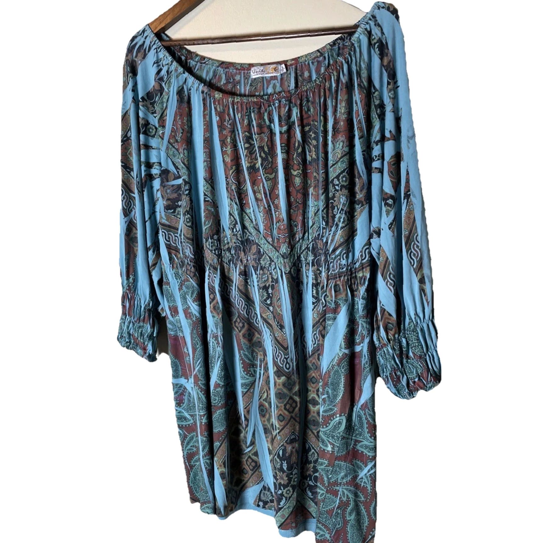 Vintage VINTAGE Unity World Wear Maternity Top Blouse 3/4 Sleeve Turquoise Fairy Boho Grunge Dark Forest Floral XL Womens Size XL / US 12-14 / IT 48-50 - 5 Thumbnail