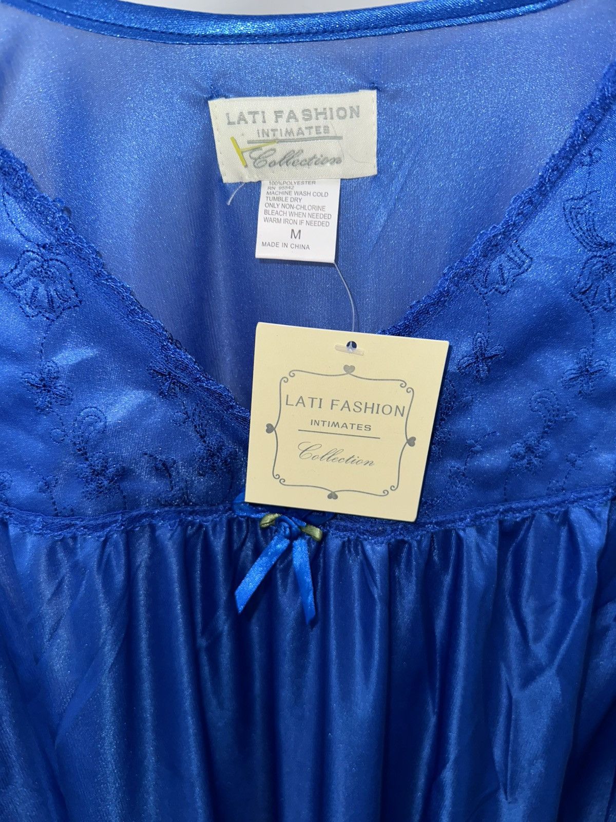 Vintage Vintage 80s Blue sheer lace floral Lounge dress New Size M / US 6-8 / IT 42-44 - 3 Thumbnail