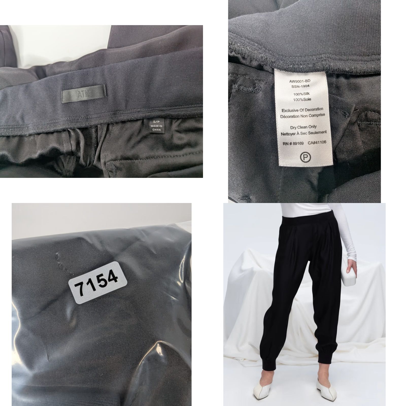Vintage ATM Jogger Pants Silk Black Womens Size Small Pull On Size 28" / US 6 / IT 42 - 8 Thumbnail