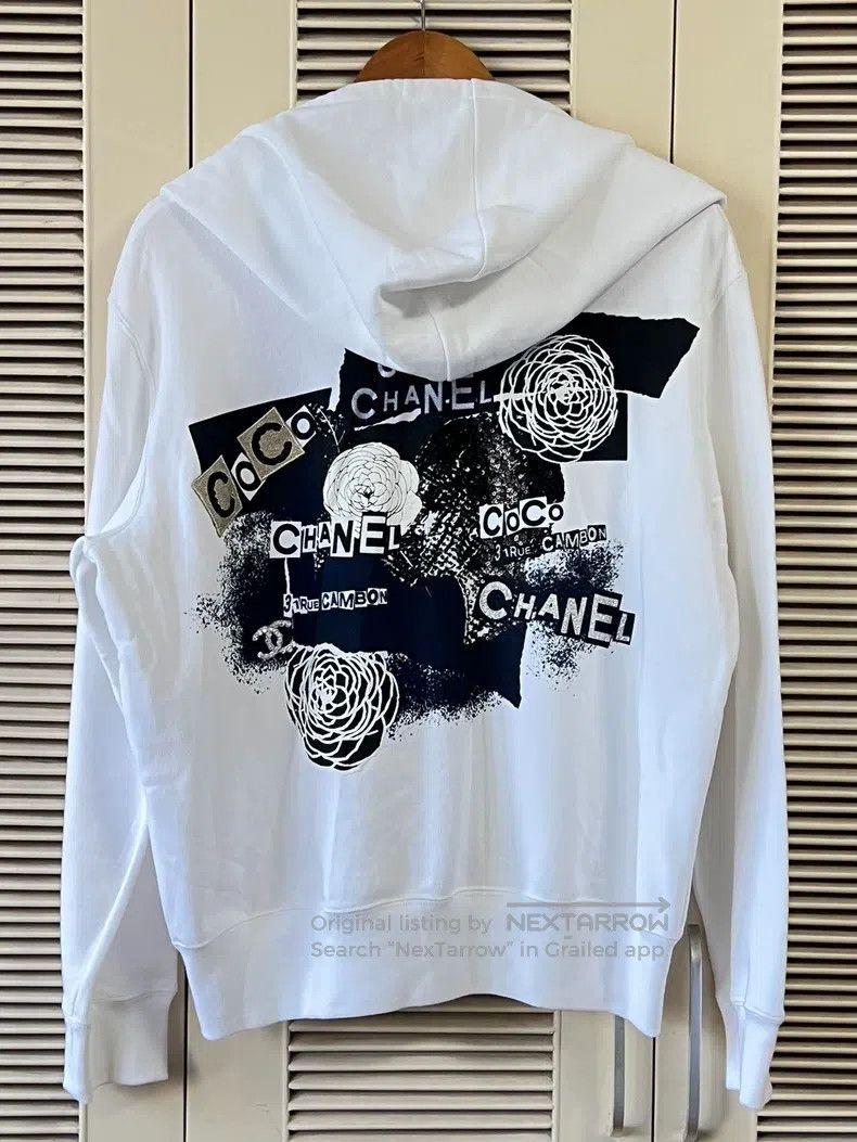 Chanel Chanel White graffiti hooded sweatshirt jacket Size L / US 10 / IT 46 - 2 Thumbnail