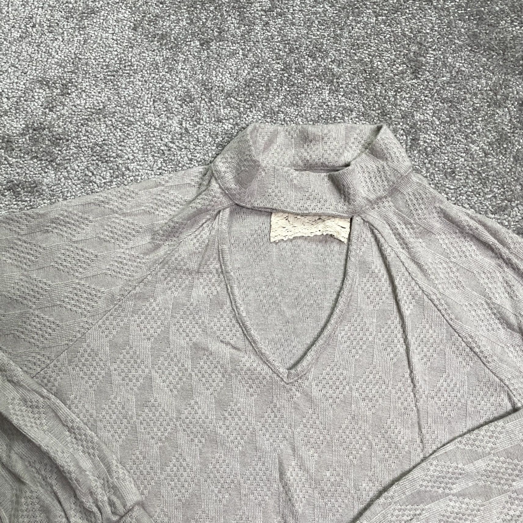 Vintage Cupio Sweater Womens Medium Gray Waffle-Knit Raglan Long Sleeve Casual Pullover Size M / US 6-8 / IT 42-44 - 3 Thumbnail