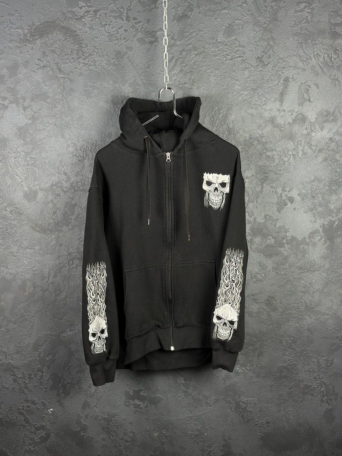 Vintage Vintage Road House Fire Skull Head Zip Hoodie Sweatshirt Size US L / EU 52-54 / 3 - 1 Thumbnail