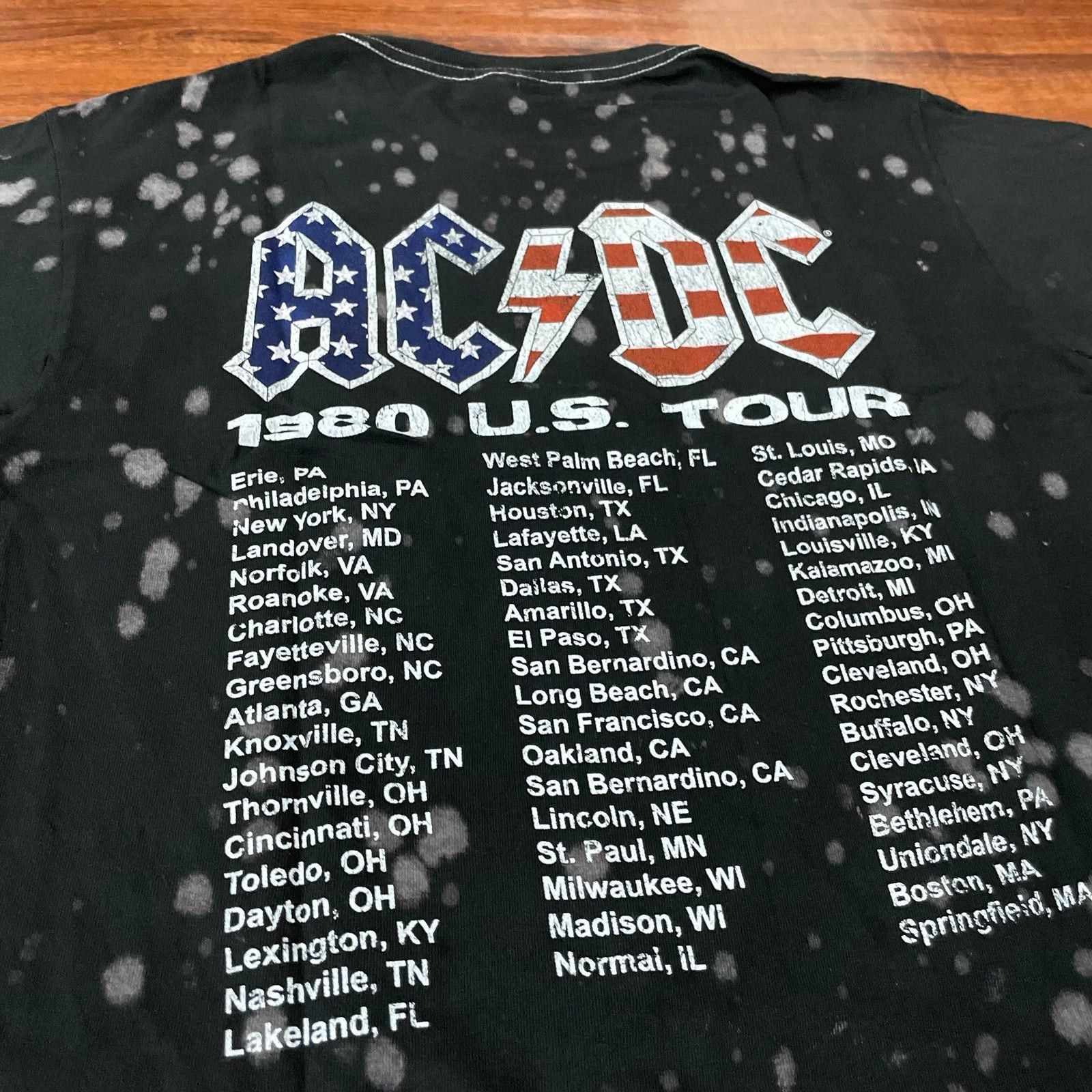 Ac/Dc AC/DC 1980 US Tour Vintage Black T-Shirt Sz Large L | Grailed