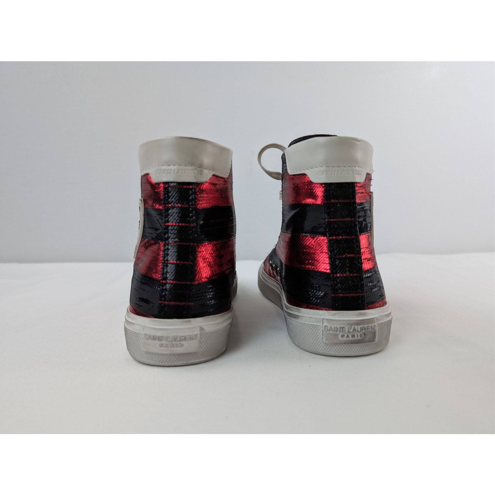 Saint Laurent Paris o1rshd1 Bedford Di Patch High-Top Sneakers in Red / Black Size US 7 / EU 40 - 10 Thumbnail