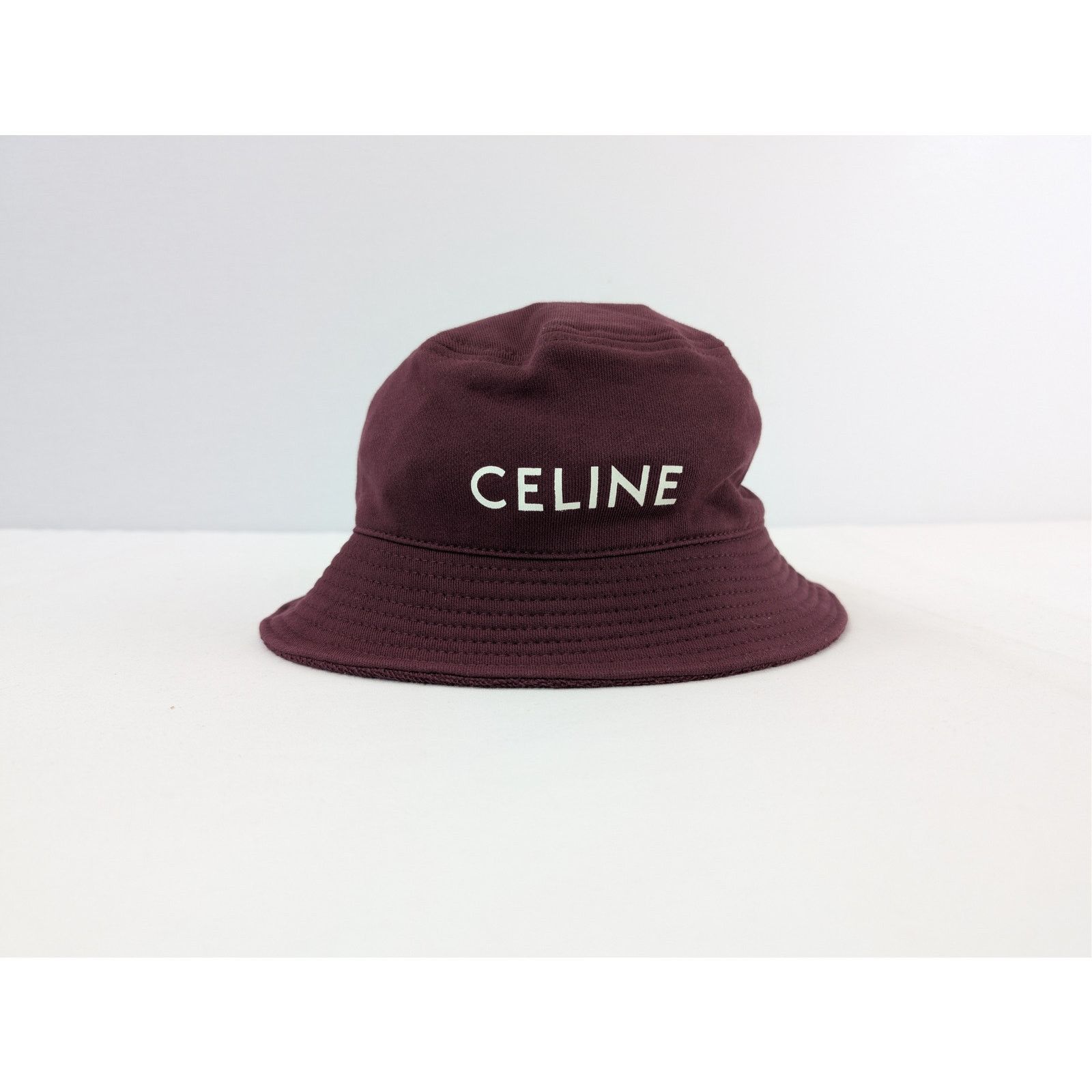 Celine o1rshd1 Size: M / Cotton Fleece Bucket Cap / Hat in Burgundy Size ONE SIZE - 2 Thumbnail