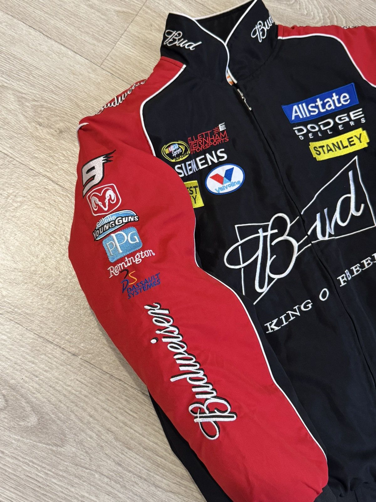 NASCAR 🔷Vintage Dodge Bud Nascar Racing Nylon Bomber Jacket🔷 Size US XL / EU 56 / 4 - 2 Thumbnail