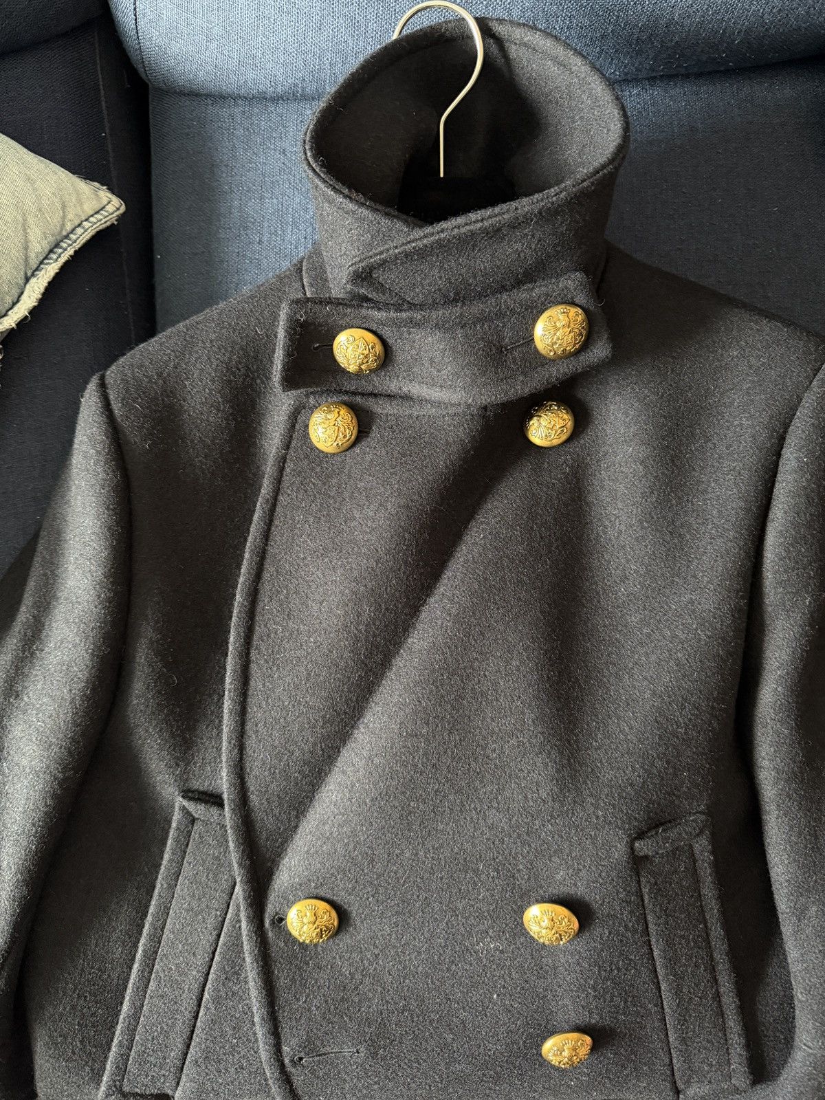 Balmain BALMAIN Navy Wool-Padded Military Coat Size US M / EU 48-50 / 2 - 3 Thumbnail