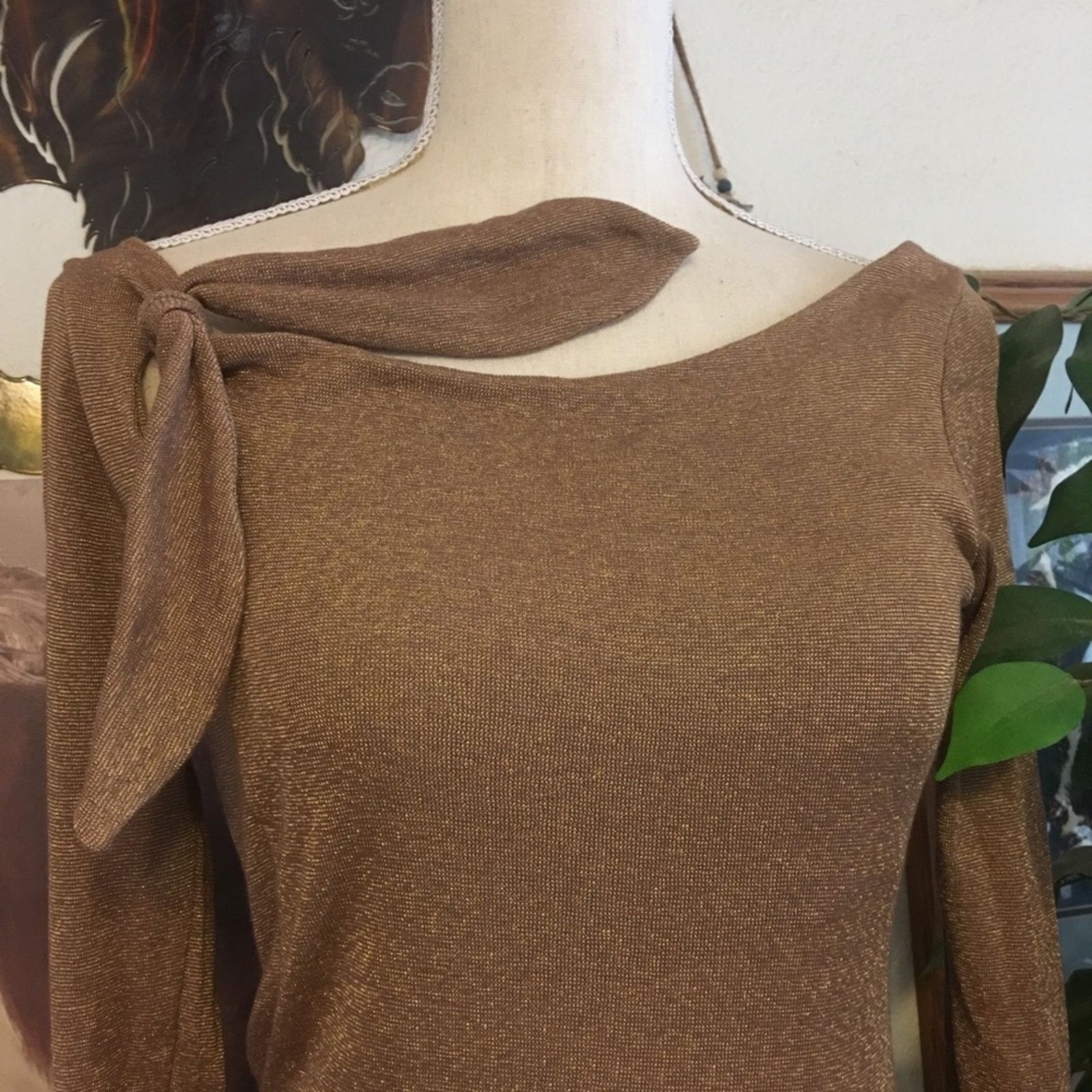 Michael Stars Michael Stars metallic brown long sleeve top Size ONE SIZE - 6 Thumbnail