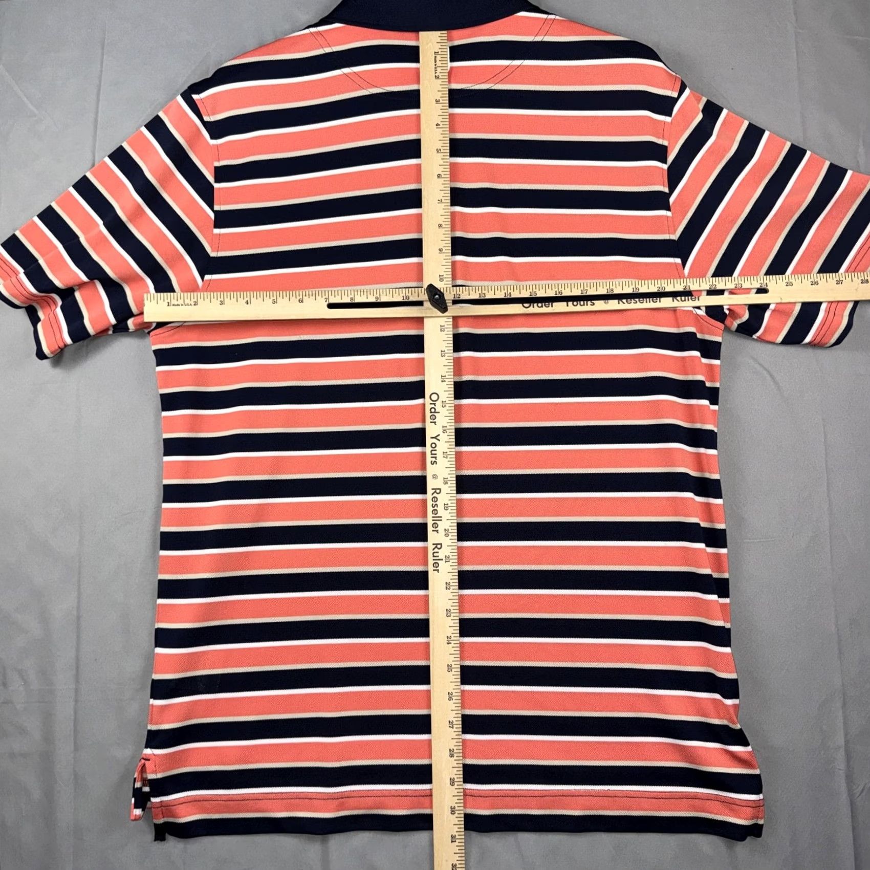 Footjoy FootJoy Polo Shirt Golf Athletic Fit Performance Mens Large Blue Stripe Size US L / EU 52-54 / 3 - 5 Thumbnail