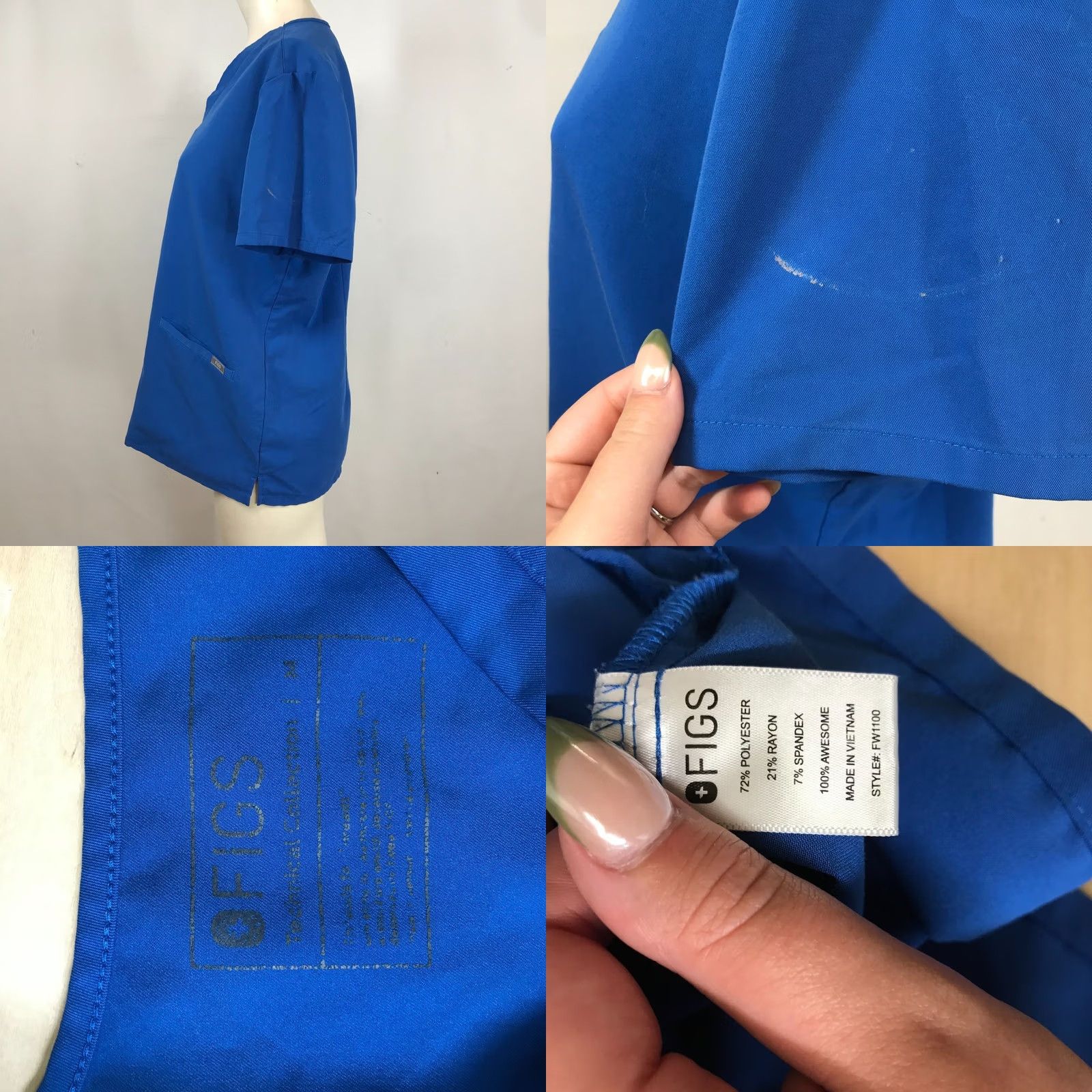 Vintage FIGS WOMEN'S MEDIUM BLUE SHORT SLEEVE V NECK TECHNICAL COLLECTION UNIFORM TOP Size M / US 6-8 / IT 42-44 - 8 Thumbnail