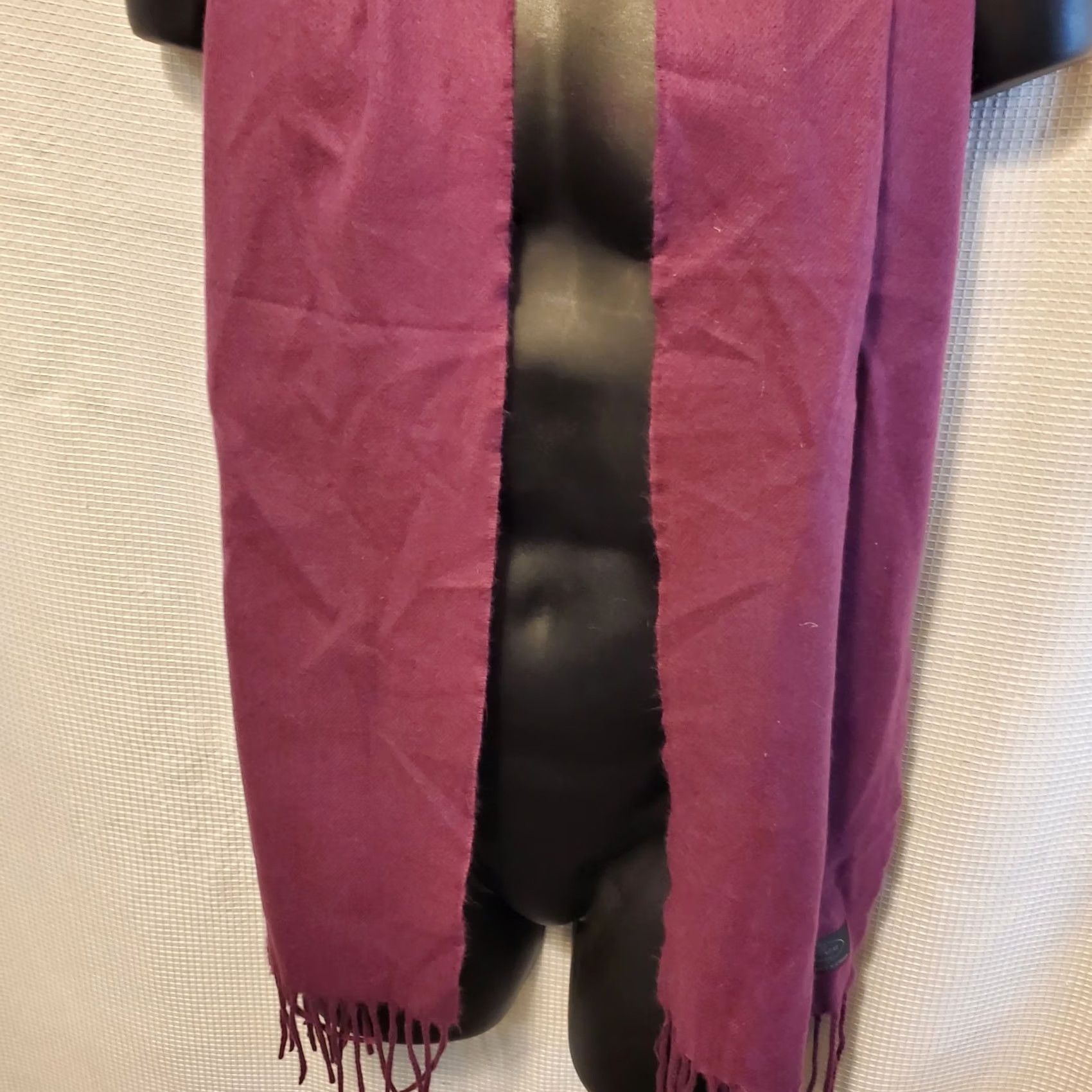 Vintage Cashmere Scarf - Purple Luxury Hand Tailored Mens Womens 12x73in Rectangle Size ONE SIZE - 4 Thumbnail