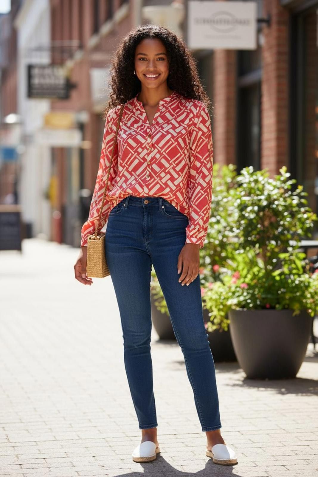 Designer Buckhead Betties Women's Long Sleeve Printed Blouse Size S / US 4 / IT 40 - 1 Thumbnail