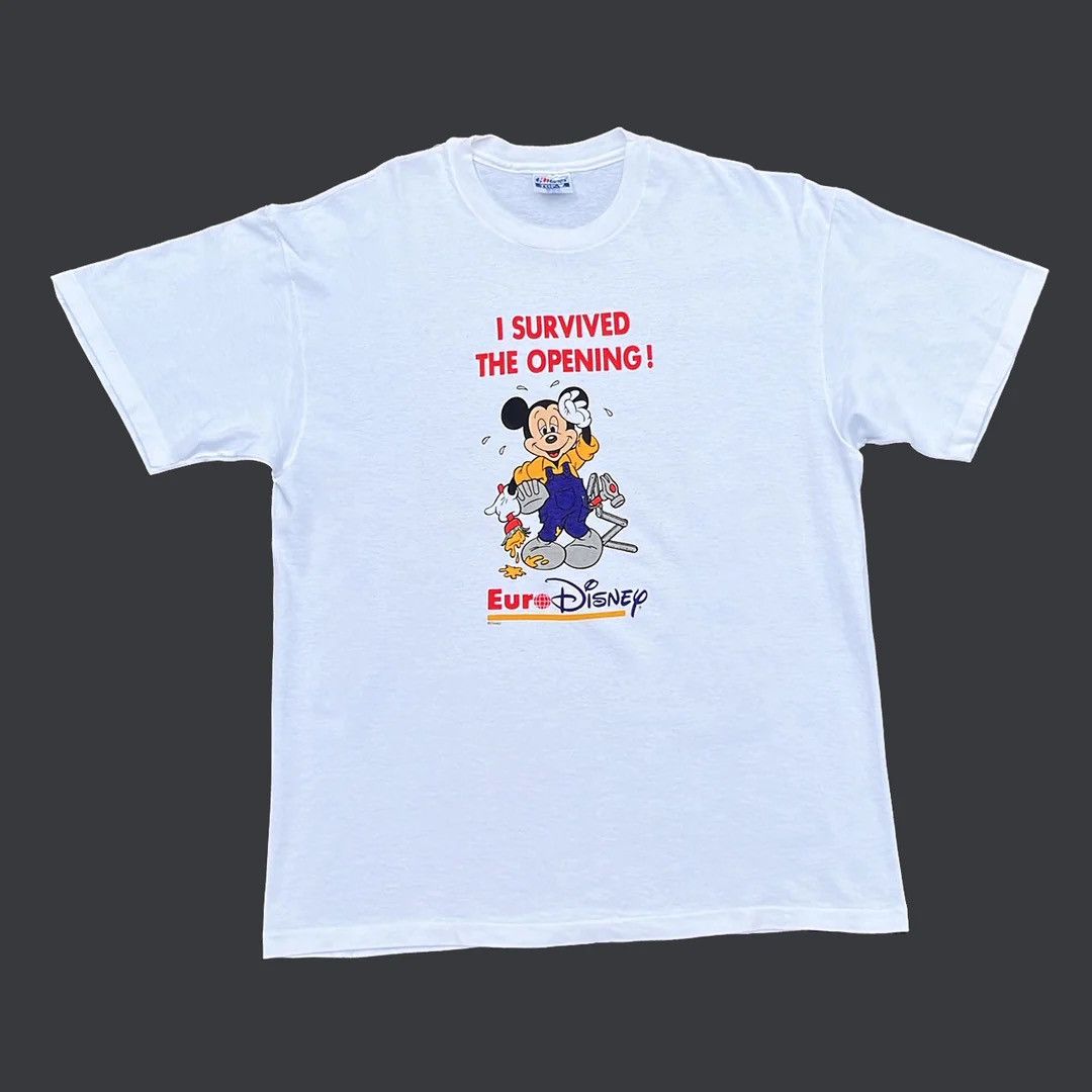 Hanes Disneyland Paris 92 90s Euro Disney Vtg Park Opening Crew T Size US XL / EU 56 / 4 - 1 Thumbnail