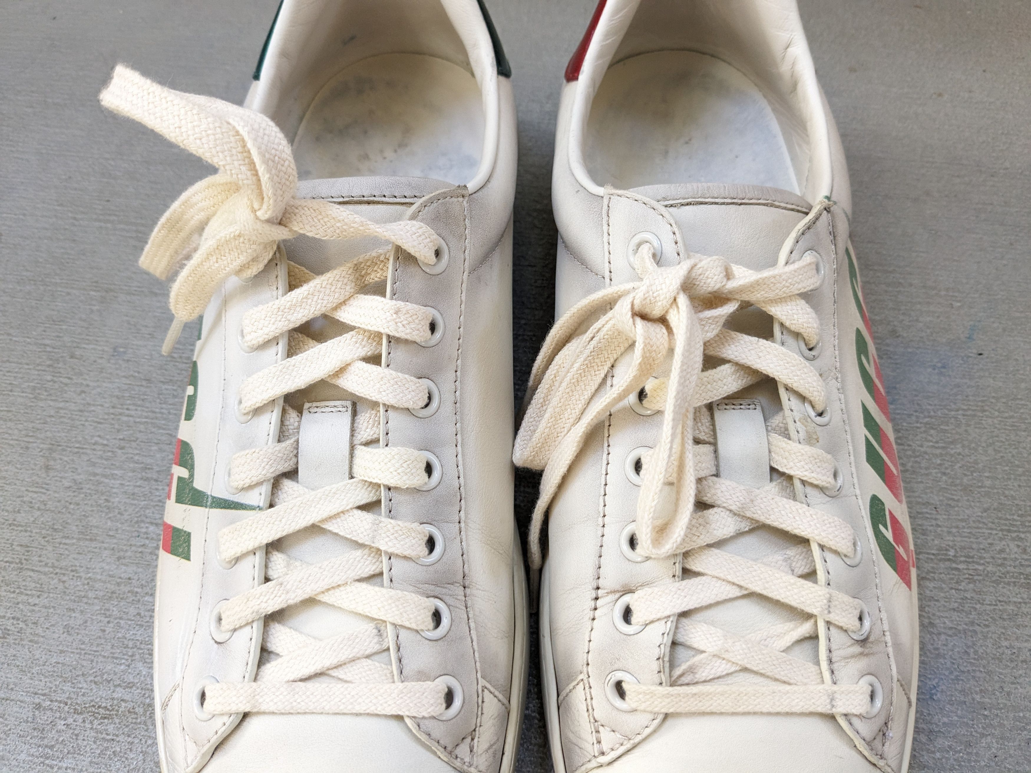 Gucci Gucci Ace Sneakers White 9 Distressed Low Tops Leather Size US 9 / EU 42 - 4 Thumbnail