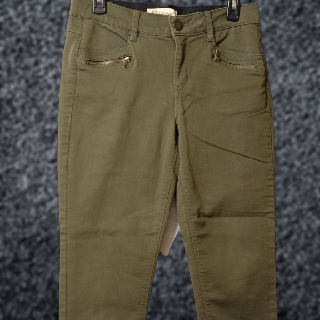 Vintage Democracy Green Jeans Slim Fit Womens 6 Denim Stretch Faux Zip Pockets 4-Pockets Skinny Mid Rise Size 30" / US 8 / IT 44 - 1 Thumbnail