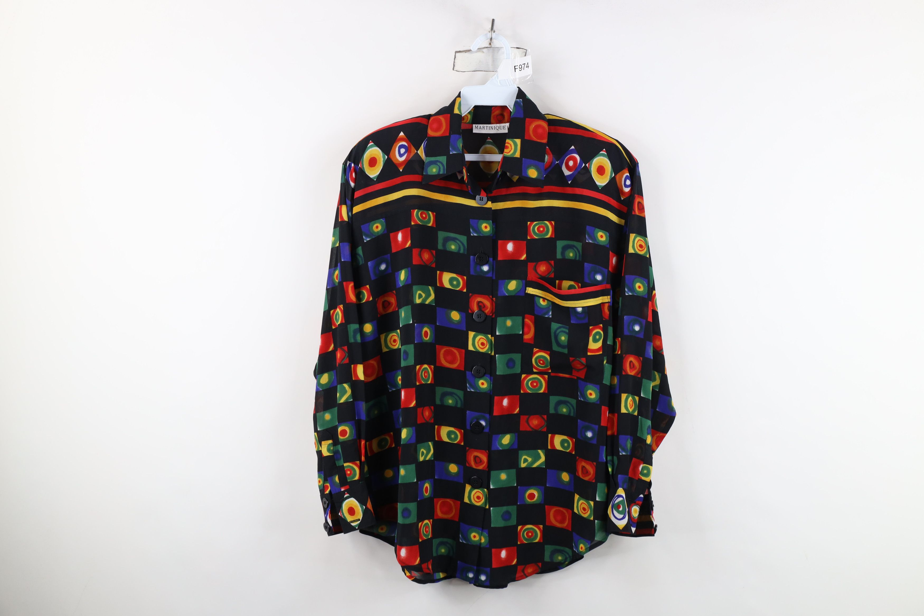 Vintage Vintage 90s Streetwear Geometric Collared Button Shirt Size M / US 6-8 / IT 42-44 - 1 Thumbnail