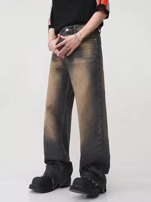 Jean Retro distressed straight-leg wide-leg jeans Size US 32 / EU 48 - 1 Thumbnail