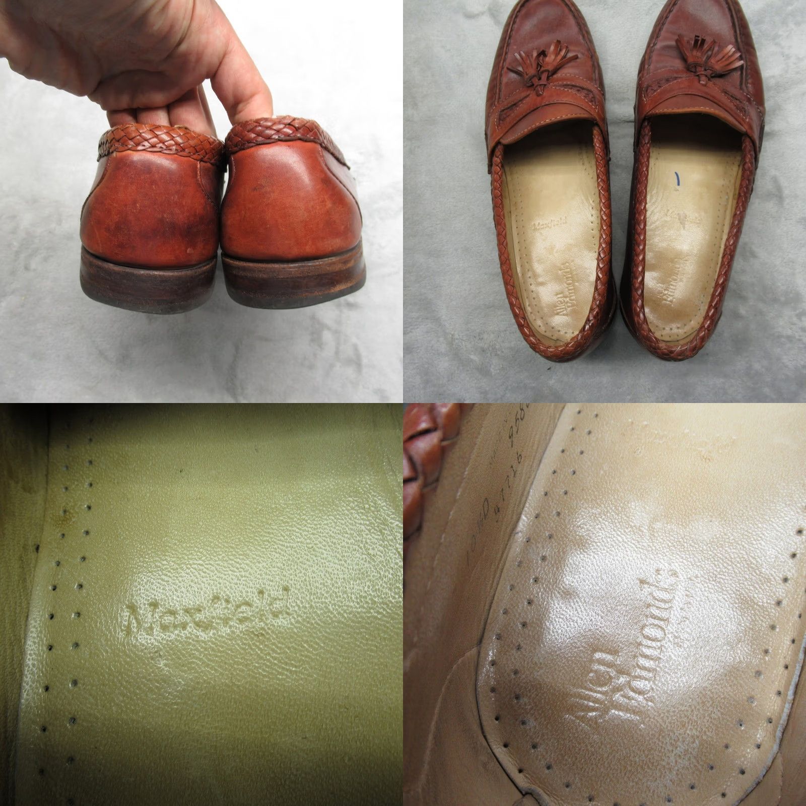 Allen Edmonds Maxfield Tassel Loafers Men 10.5 D Brown Woven‎ Leather VTG USA Allen Edmonds Maxfield Tassel Loafers 9.5 B Men main image 2