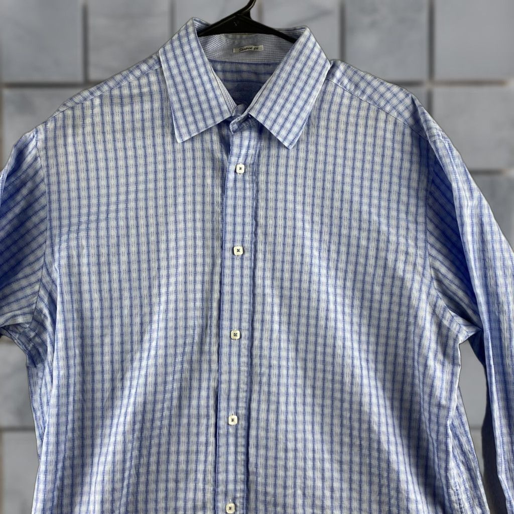 BUGATCHI Bugatchi Button-Up Shirt Mens XL Multicolor Check Shaped Fit Long Sleeve Collar Size US XL / EU 56 / 4 - 1 Thumbnail