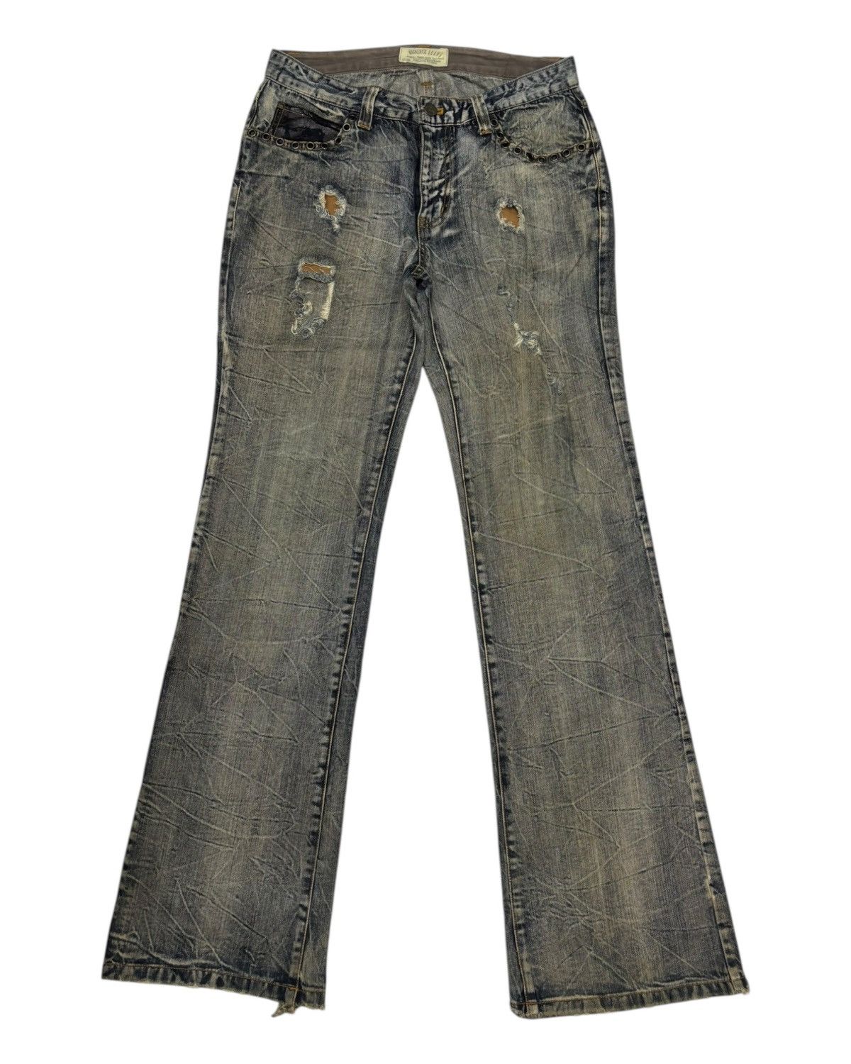 If Six Was Nine × Japanese Brand × Obelisk FLARE JEANS AUTHENTIC RUSTY DISTRESSED DENIM JEANS Size US 30 / EU 46 - 8 Thumbnail