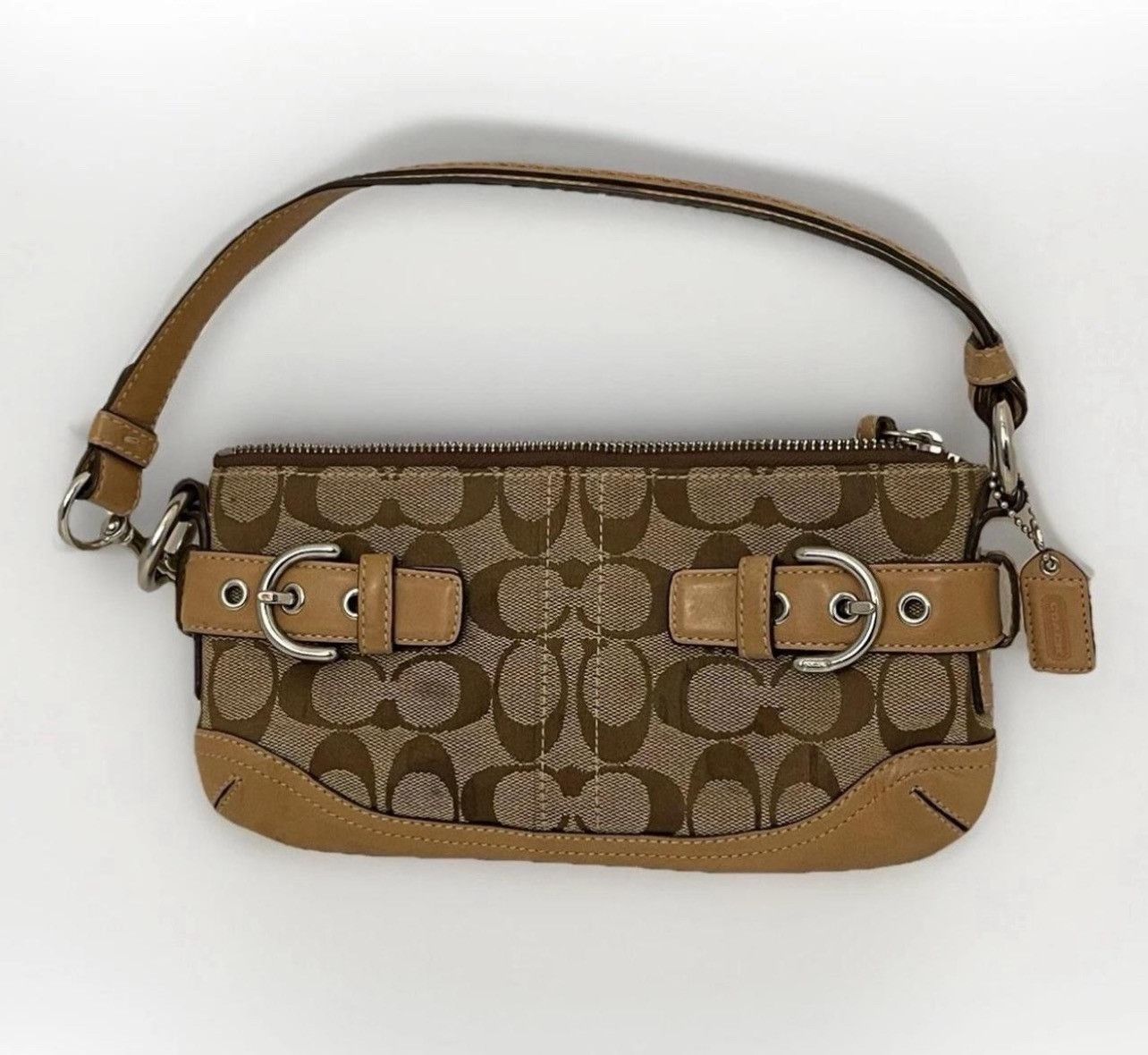 Coach VTG Coach Mini Signature Leather Tan Buckle Demi Clutch Size ONE SIZE - 1 Thumbnail