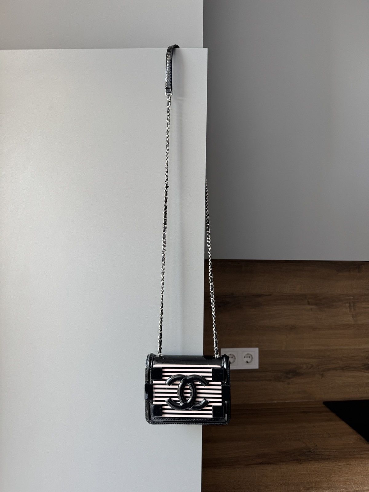 Chanel Chanel 2014 Plexiglass Patent Striped Boy Brick Flap Bag Size ONE SIZE - 3 Thumbnail