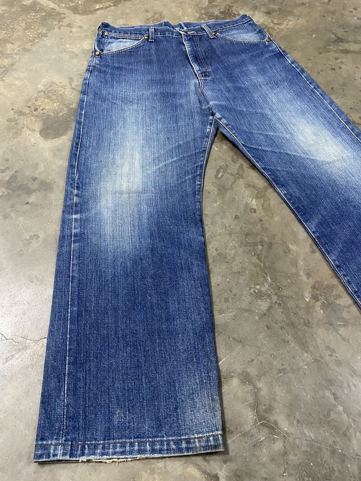 Jean × Vintage × Wrangler Vintage Wrangler Selvedge Washed Blue Distressed @271 Size US 33 - 4 Thumbnail
